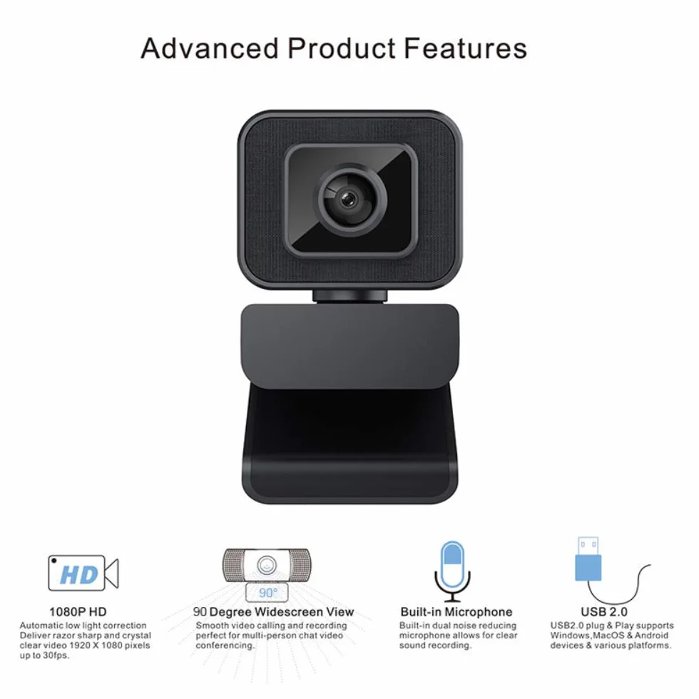 Kamera USB 1080p HD Komputer Kamera internetowa Wbudowany mikrofon dźwiękochłonny o rozdzielczości dynamicznej 1920 x 1080