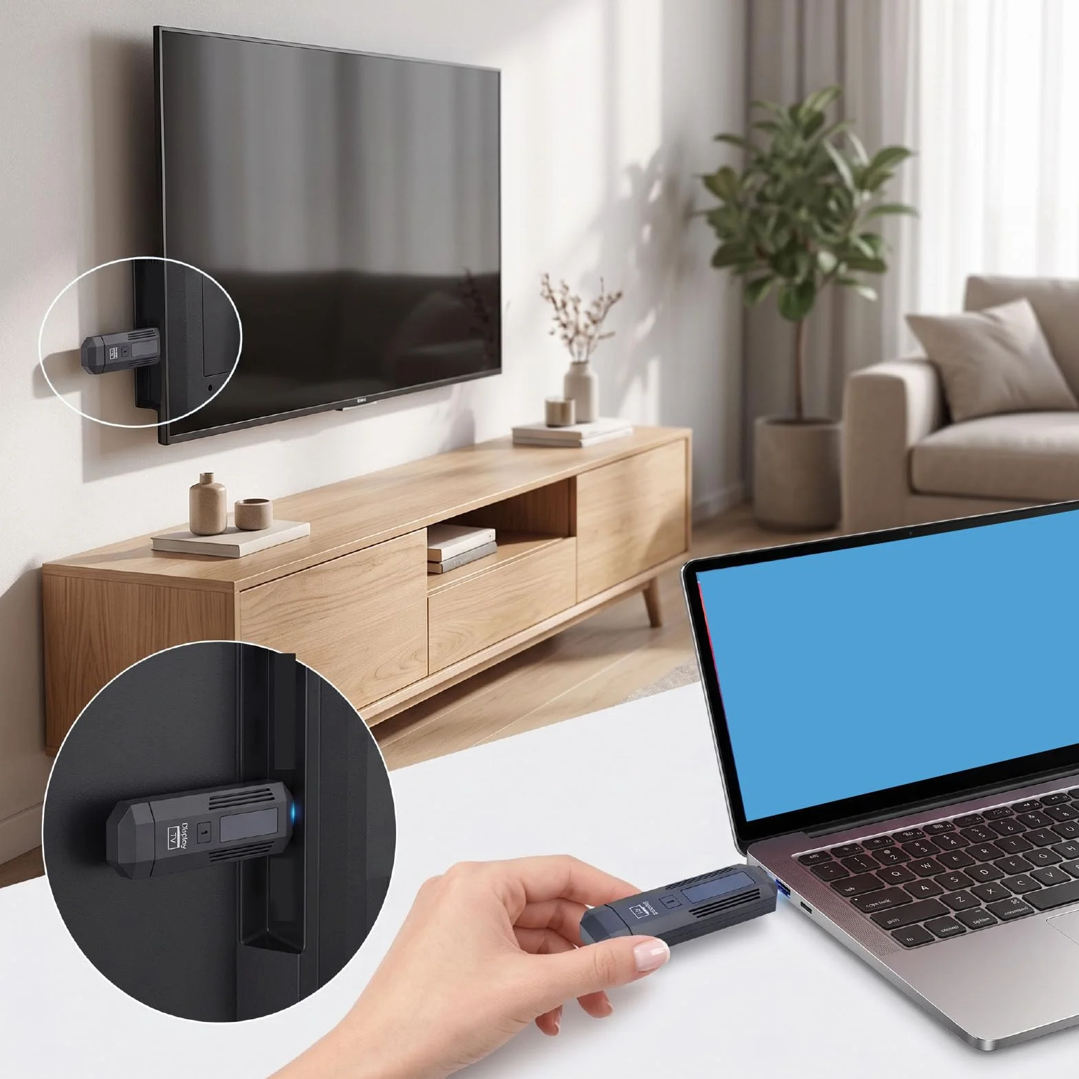 XUMIUZIY Bezprzewodowy Nadajnik i Odbiornik HDMI 50m, 1080P FHD | Dwuzakresowy, bezprzewodowy przedłużacz HDMI 2,4G/5G do przesyłania obrazu i dźwięku z laptopa/komputera/projektora/TV Boxa