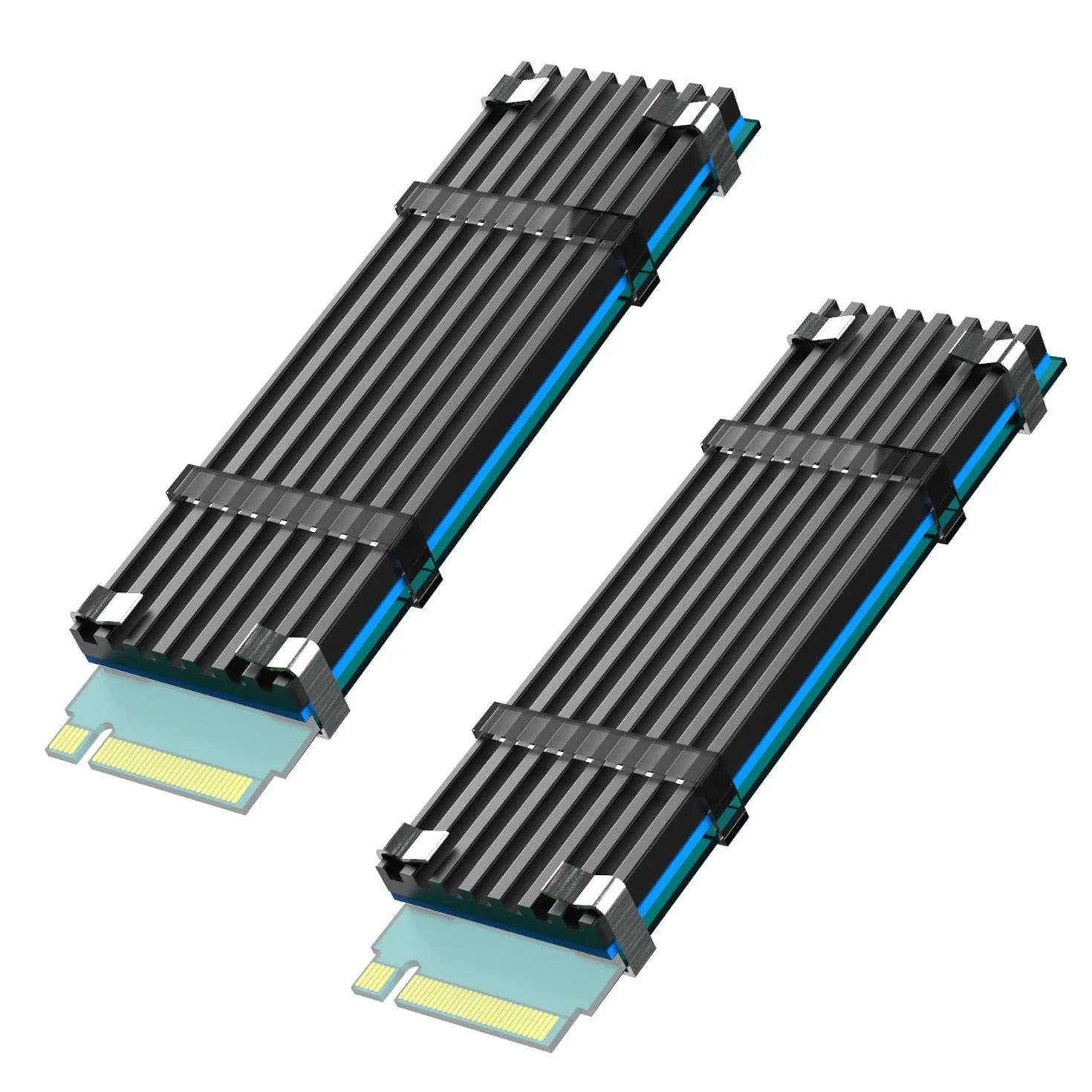 GLOTRENDS Radiator M.2 dla 2280 M.2 SSD, pasujący do PC/PS5/PS5 Slim, 22x70x3mm aluminiowy korpus, w tym podkładka termiczna (2 opakowania)