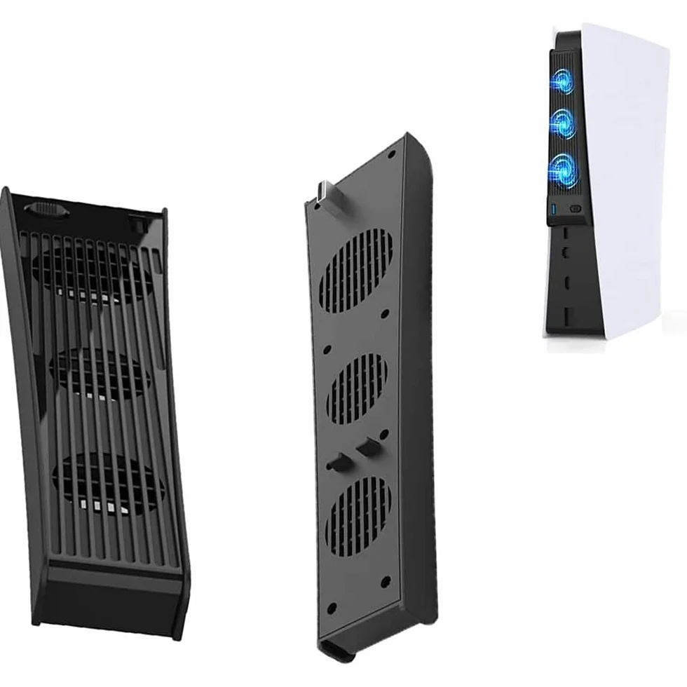 MMOBIEL 3 Zewnętrzne wentylatory chłodzenia z USB 3.0, kompatybilne z PlayStation 5 (PS5) i PS5 Digital Edition, Black, w tym USB 3.0-Port [gra wideo]