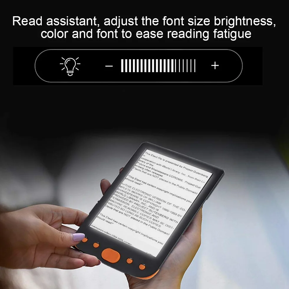 Czytnik e-booków, BK-6025L ​​E-ink Ink Ochrona ekranu przed zachlapaniem Książka cyfrowa do czytania(Pomarańczowy)