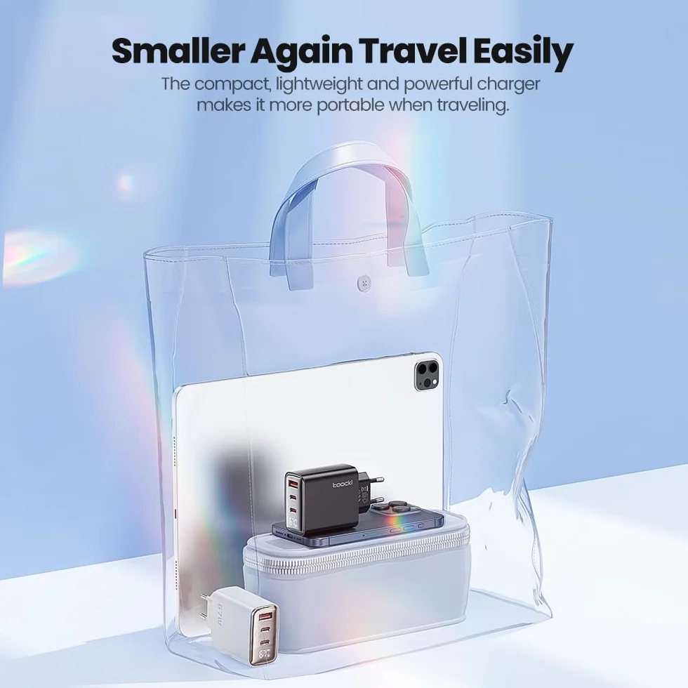 Toocki 67W Ładowarka z Wyświetlaczem Cyfrowym, 3 Porty (2x USB-C + 1x USB-A), Technologia GaN+, Kompatybilna z iPhone 17, Galaxy S25, MacBook Air