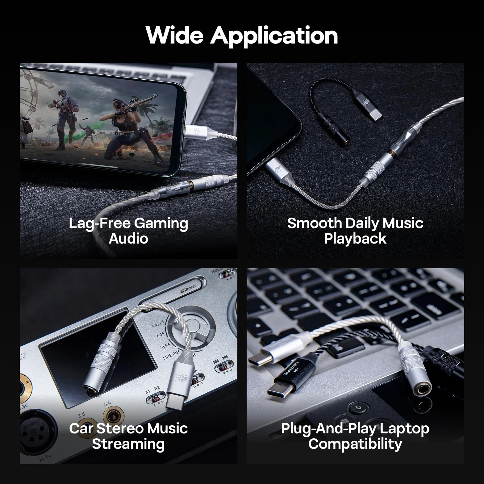 Kiwi Ears AD1 Kabel adapterowy DAC USB-C do 3,5 mm, 32 bity/384 kHz, Srebro