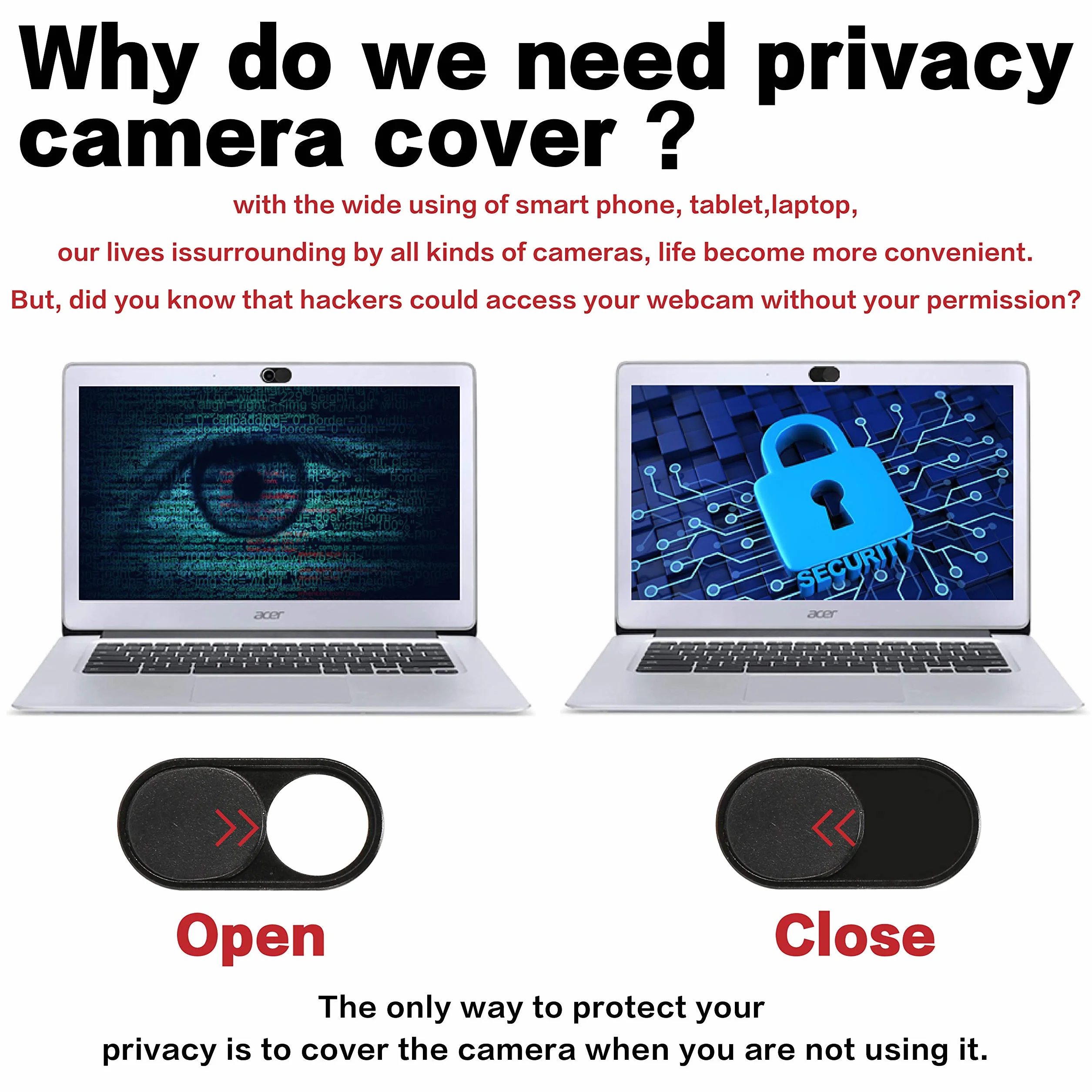 imluckies Osłona kamery internetowej, ultracienka metalowa osłona kamery internetowej 0,6 mm do MacBooka Pro, MacBooka Air, laptopa, iPada Pro, iMac, PC/komputera, tabletu, iPhone'a, trwałe osłony