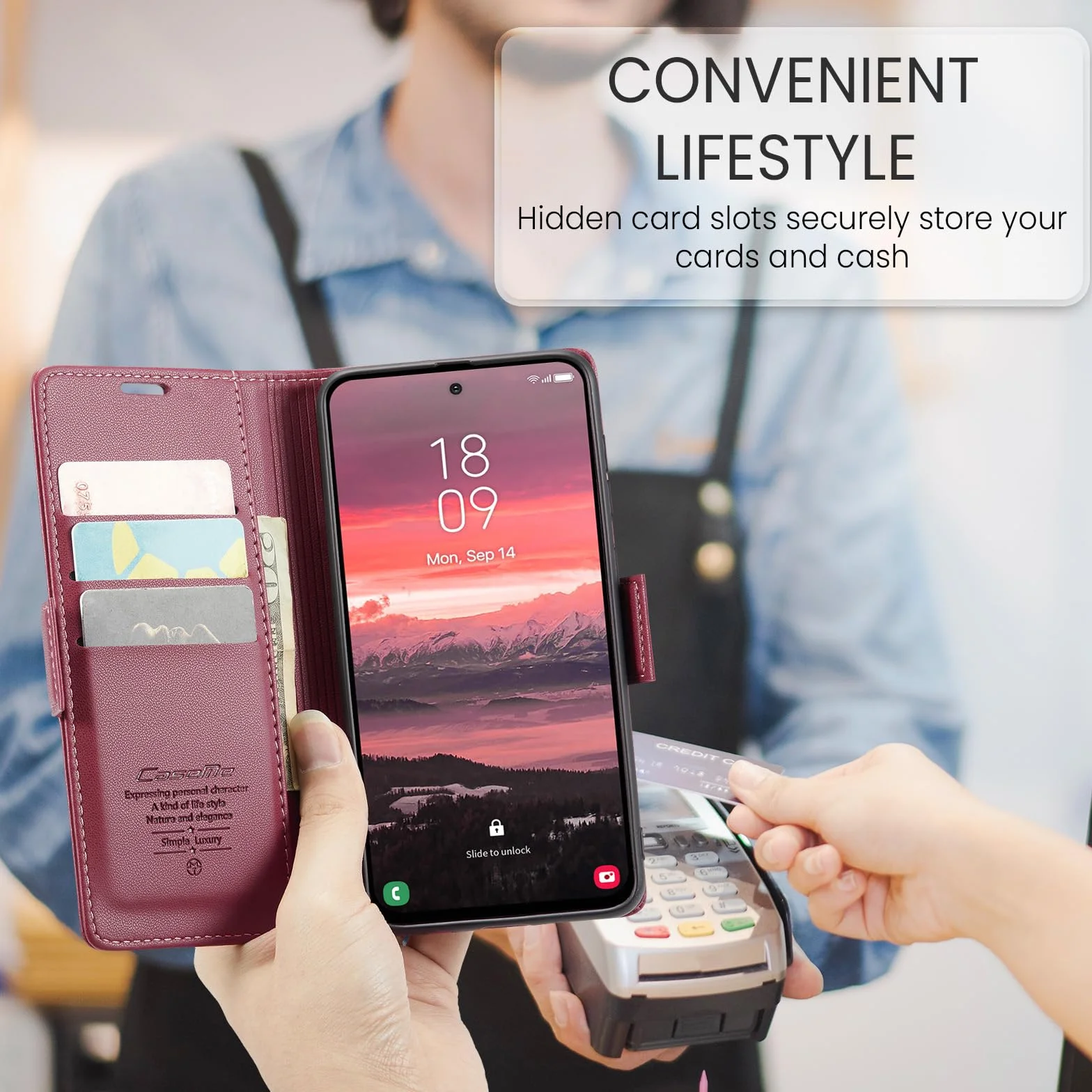 Etui do Samsung Galaxy S25 Edge, wysokiej jakości skórzane portfela Case z [blokada RFID] stojak magnetyczne karty klapką ochrona obudowa Kompatybilne Samsung Galaxy S25 Edge, Czerwony