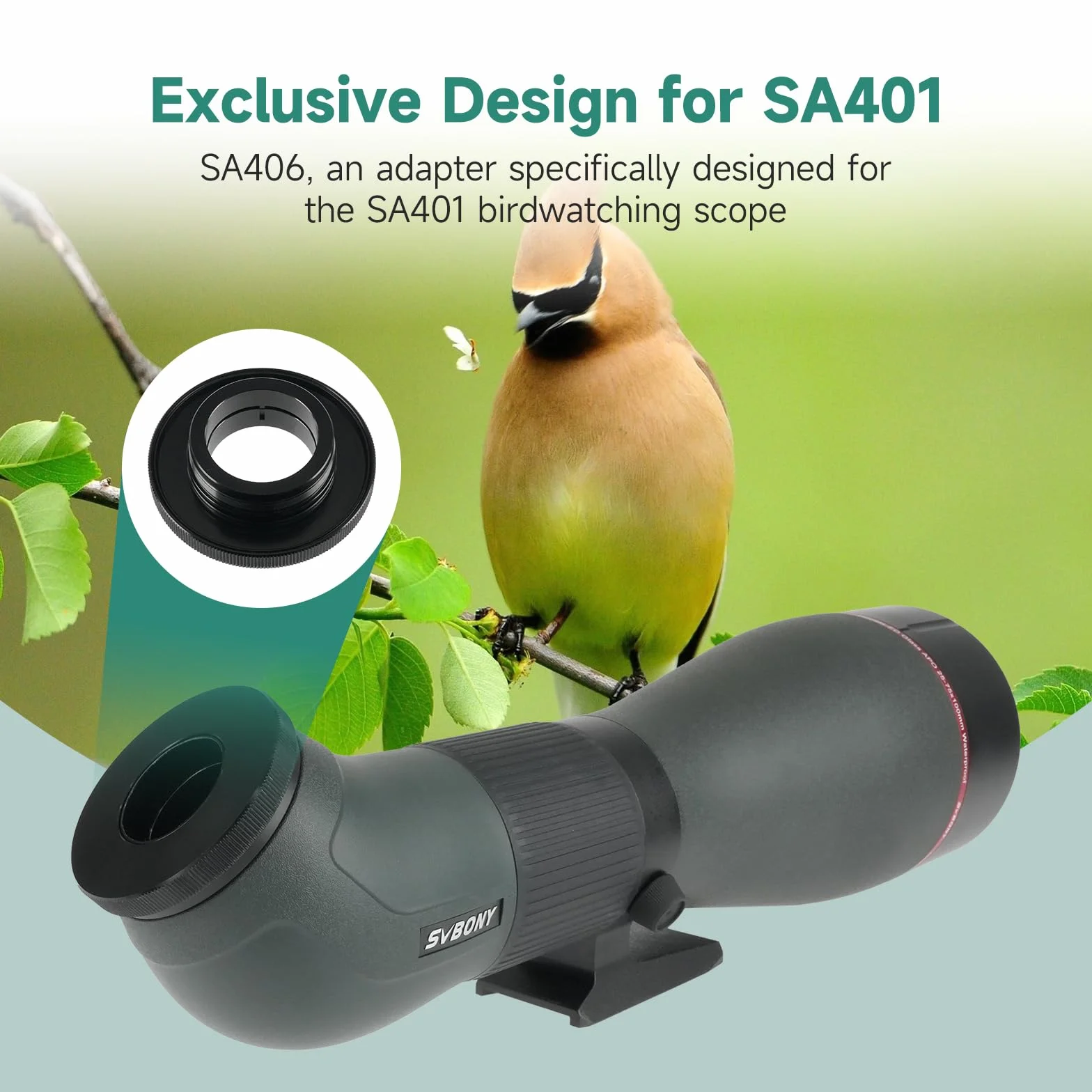 Svbony SA401 APO Luneta Obserwacyjna 25-75x100 z SC001 WiFi Kamerą Ptaków | Obiektyw ED Apochromatyczny FMC, z SC001 WiFi Kamerą, SA406 Adapterem do Aparatu, IPX6 Wodoodporny, do Fotografii