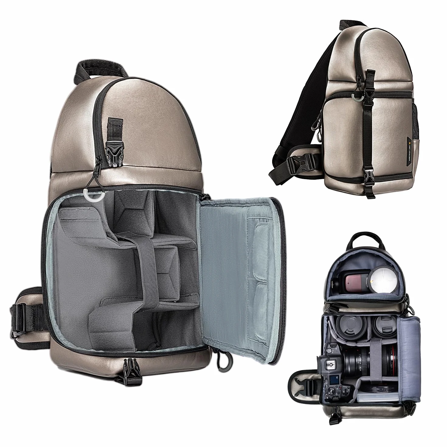K&F Concept Torba na aparat, torba crossbody, wodoodporny plecak na ramię, DSLR/SLR, etui na aparat bezlusterkowy, torby fotograficzne z uchwytem na statyw kompatybilne z