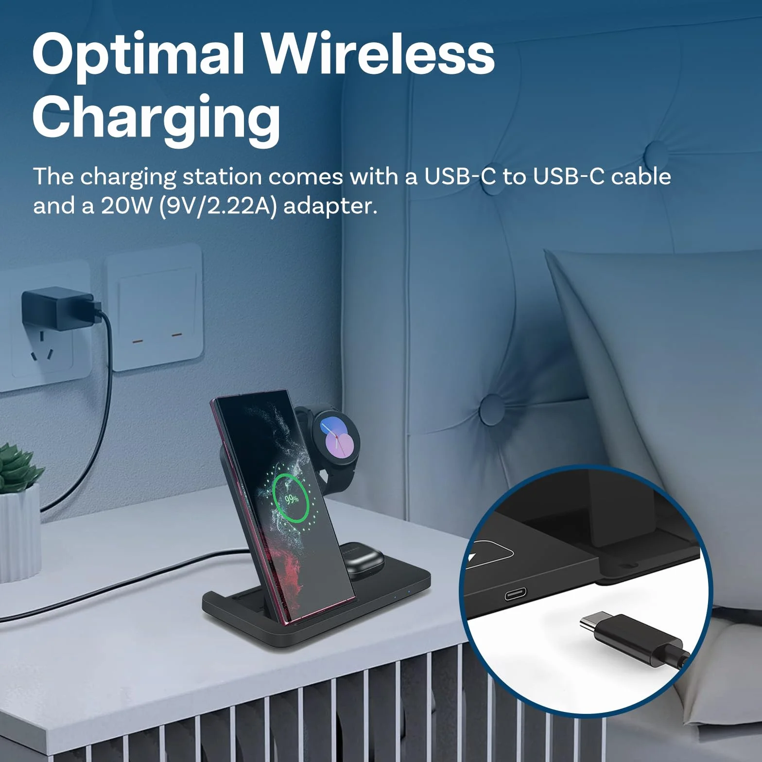 MMOBIEL Bezprzewodowa Ladowarka do Samsung - Bezprzewodowa Stacja Ladująca 3 w 1 do MagSafe Samsung Galaxy S25/S24/S23/S22, Galaxy Watch 6/5/4, Buds - 15W - Bezprzewodowe Stacja Dokująca