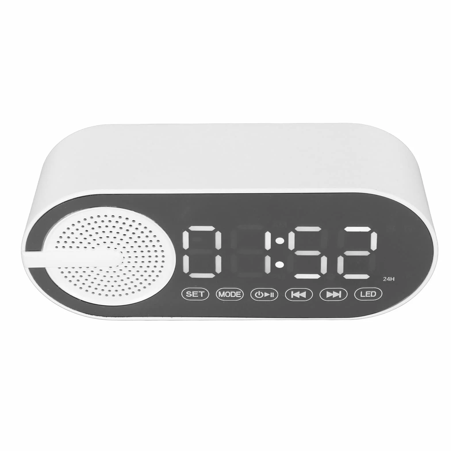 Głośnik z Budzikiem Bluetooth, Cyfrowe Radio z Budzikiem z Pełnym Basem FM, Przenośny Głośnik Bluetooth z Lustrzanym Wyświetlaczem LED do Sypialni, Biura i Pokoju w Akademiku