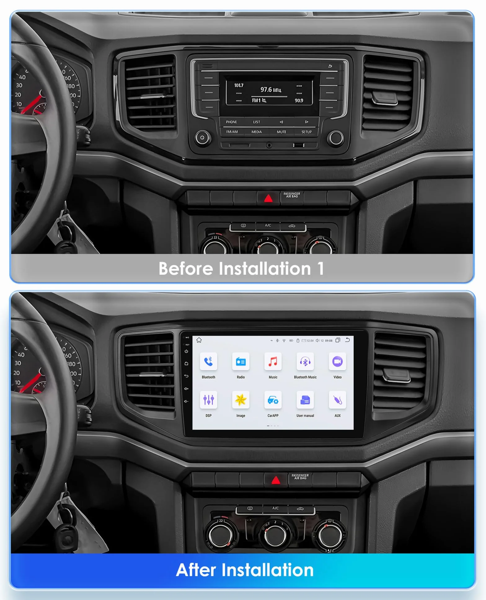 ,M700s,Android 15 Radio 2 Din Stereo z 4G WiFi Carplay Android Auto dla Amarok 2016-2022 Upgrade Touch Screen GPS Navi 9'' MP5 Multimedia Odtwarzacz wideo FM BT Odbiornik