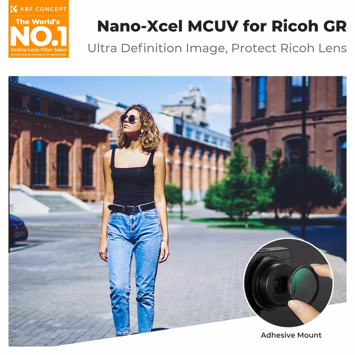 K&F Concept Filtr ochronny UV kompatybilny z Ricoh GR IIIx HDF, filtr UV ze szkłem optycznym HD 28 warstw nano-powlekanych