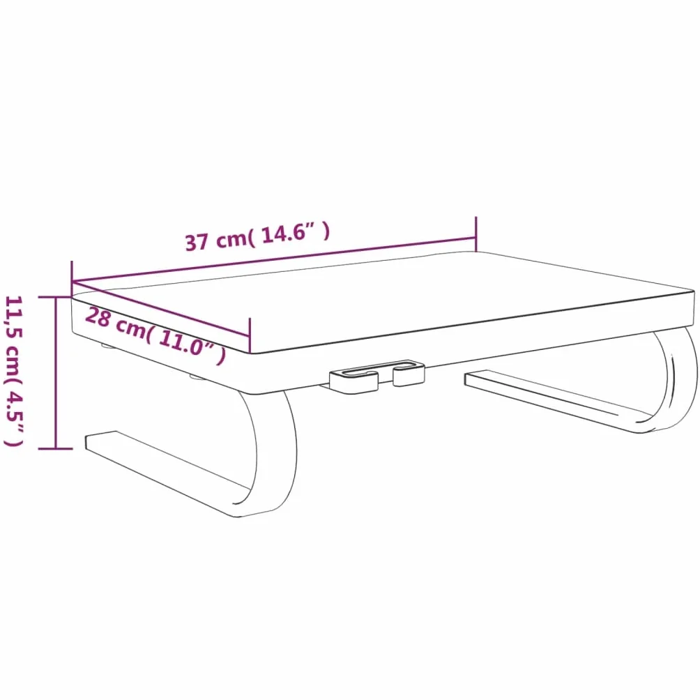 Stojak na monitor czarny 37 x 28 x 11,5 cm wykonany z HIPS, minimalistyczna nakładka na biurko do monitora i urządzeń multimedialnych, miejsce do przechowywania pod podstawką na klawiaturę i