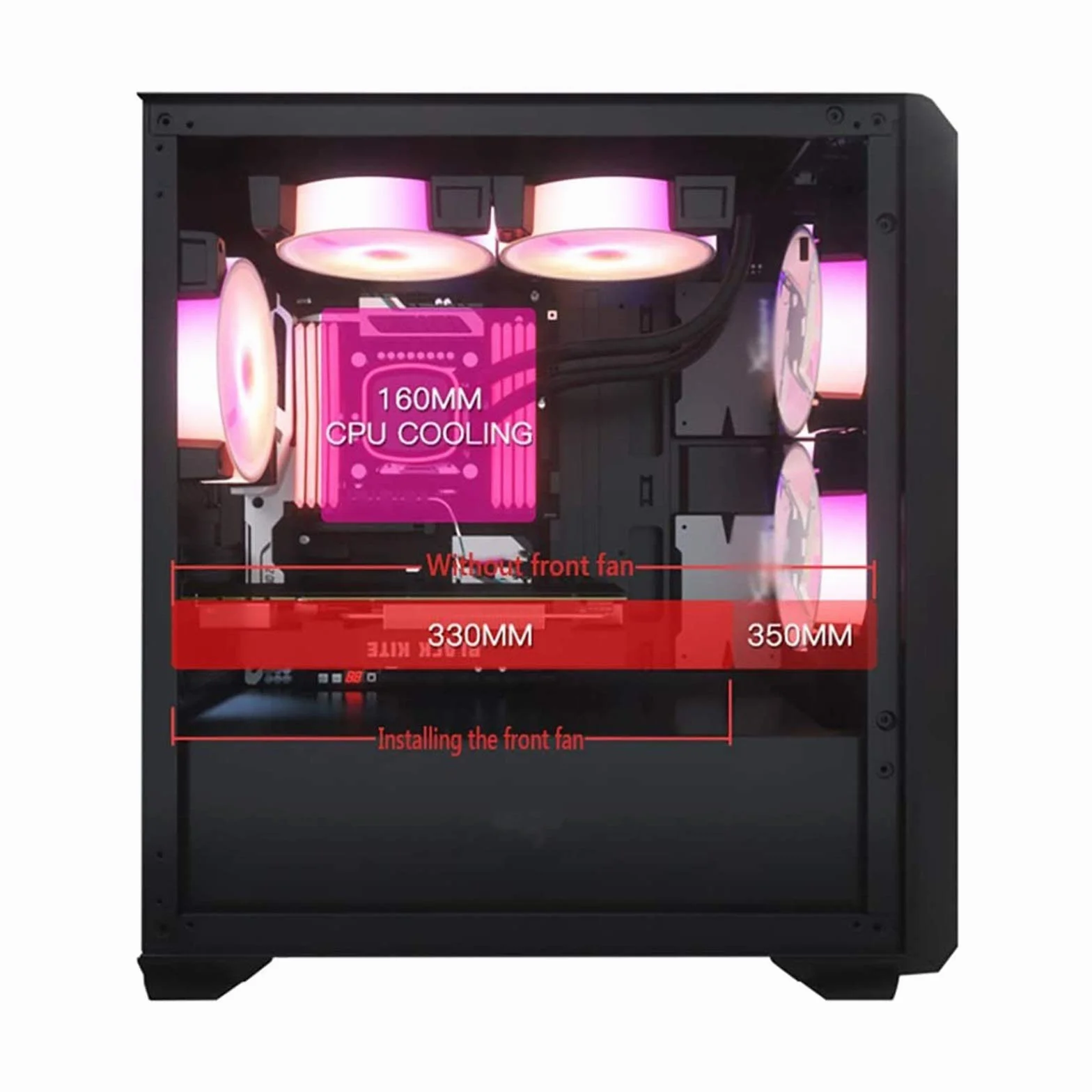 Obudowa komputera stacjonarnego, Boki ze szkła hartowanego, 5 wentylatorów, Listwa świetlna RGB, Obsługuje ITX/M-ATX, Obsługuje chłodzenie wodne (Size : Style 1)