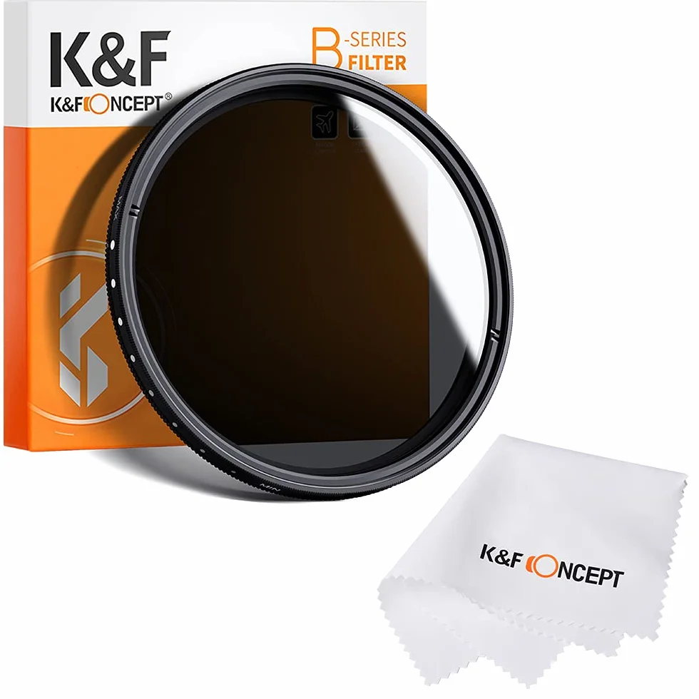 K&F CONCEPT Nano-Basic ND filtr zmienny ND2-400 optyczny szklany filtr z 3 ściereczkami do czyszczenia