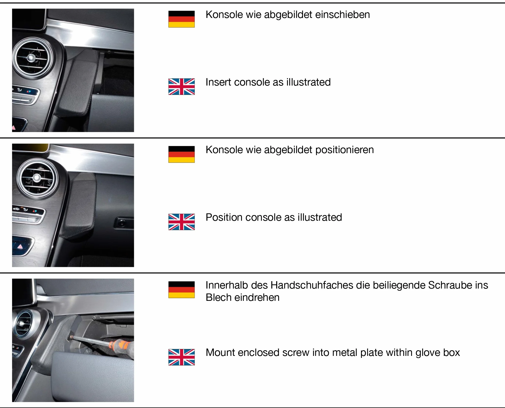 KUDA Uchwyt na telefon komórkowy pasujący do Mercedes klasy C od 2014 (W205) - konsola telefoniczna do smartfonów, telefonów komórkowych, nawigacji i wielu innych - konsola ze sztucznej skóry, czarny,