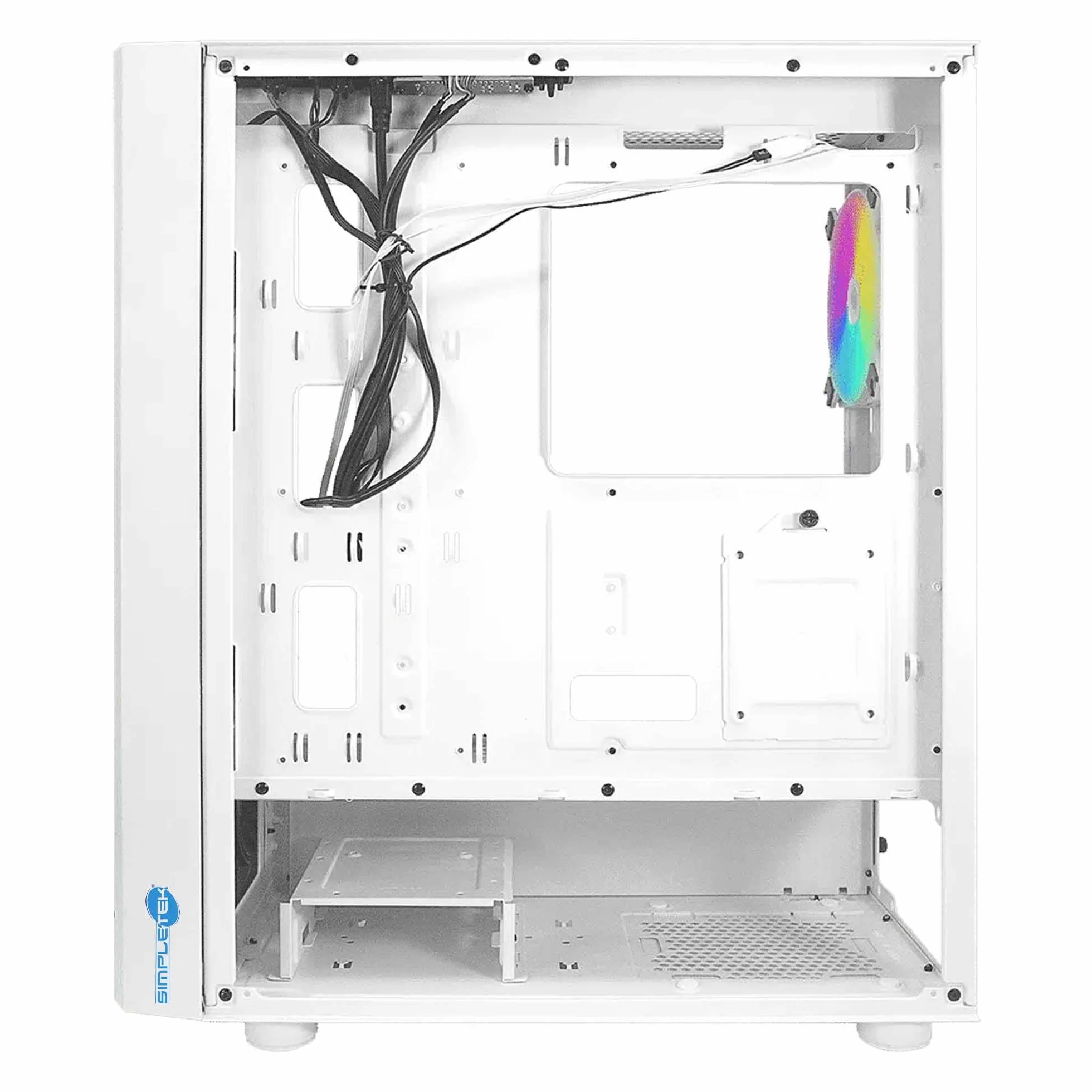 SIMPLETEK - Obudowa RGB biała - kompatybilna z Noua Orizon M111 | E-ATX m-ATX mini-ITX ATX - 2x 3,5" - 1x 2,5" | bez zasilacza
