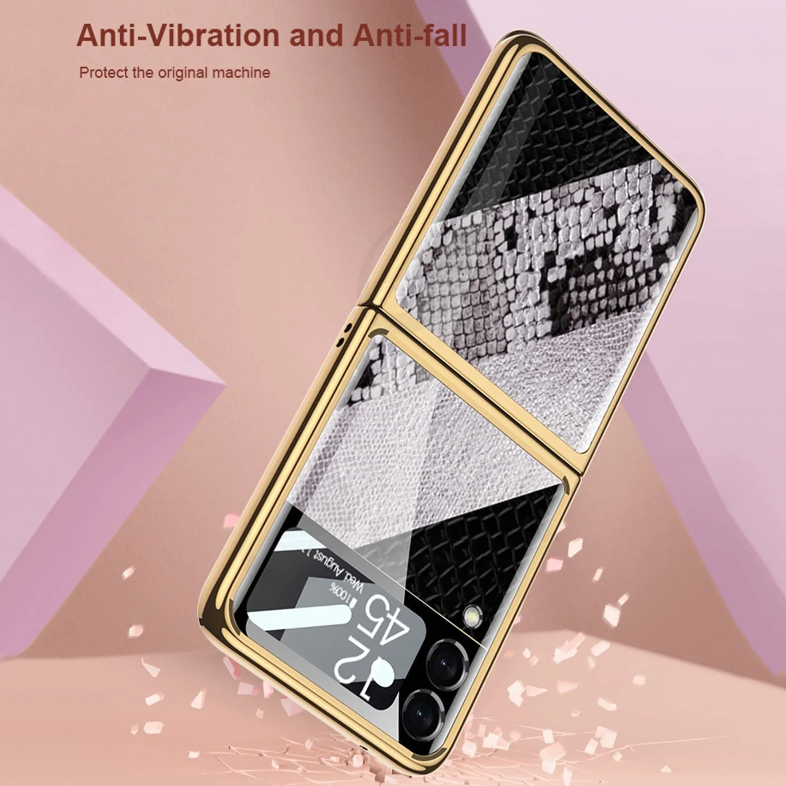 Etui do Samsung Galaxy Z Flip 3 5G z ochroną ekranu aparatu, ultracienkie szkło hartowane obudowa ochronna na telefon moda galwanizowana PC tylna obudowa do Galaxy Z Flip 3, F