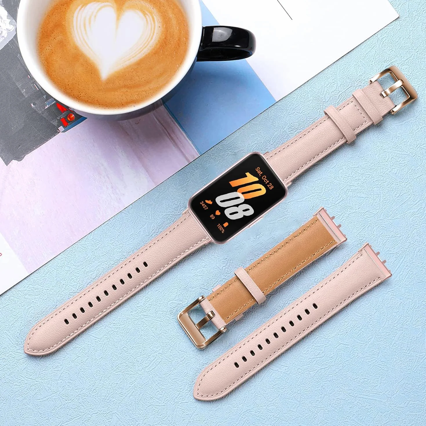 Issinlky Opaska kompatybilna z Samsung Galaxy Fit 3, prawdziwa skórzana opaska zastępcza dla Samsung Galaxy Fit 3 SM-R390 opaska