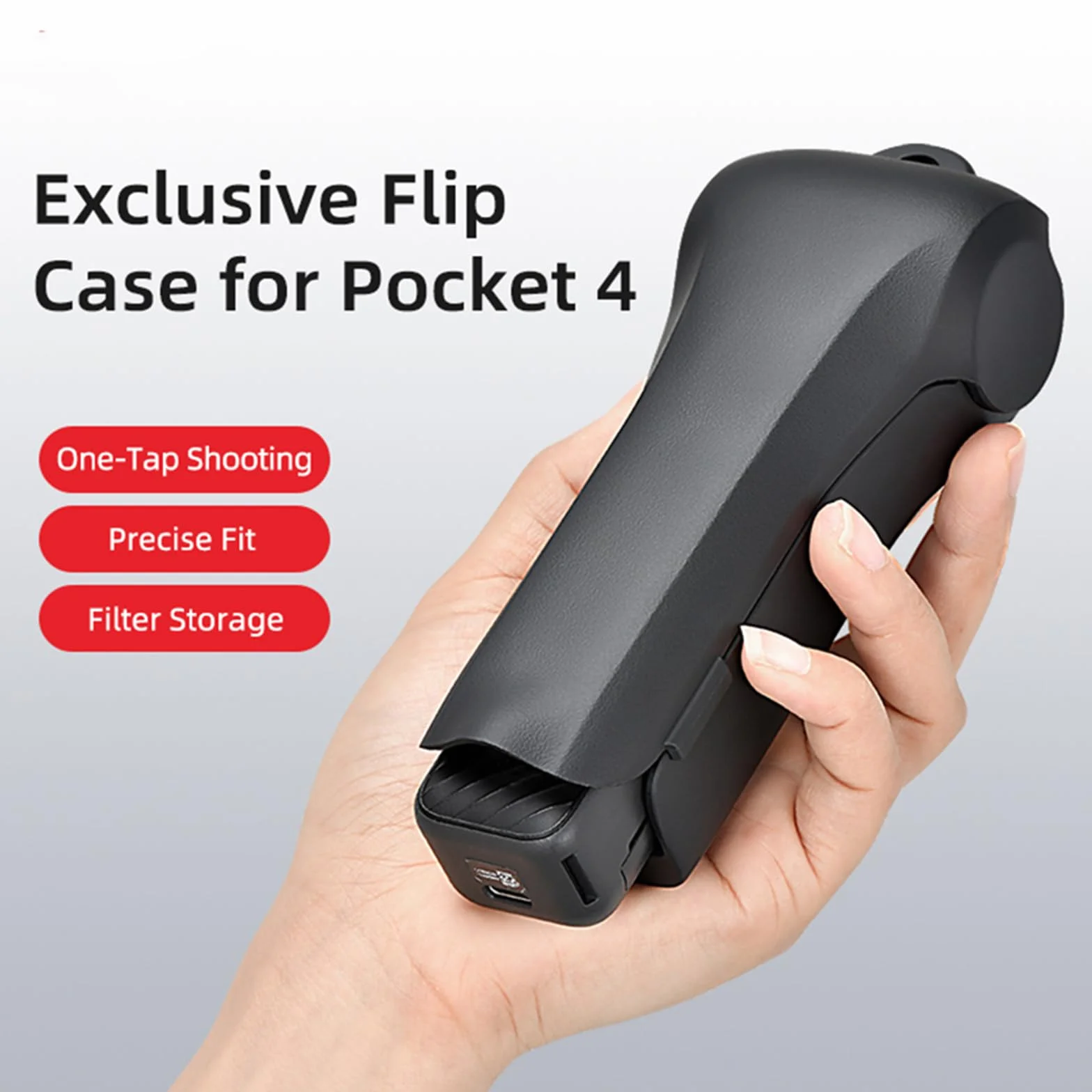 Pokrowiec ochronny z klapką do DJI Osmo Pocket 4, twarda obudowa podróżna z filtrem magnetycznym i konstrukcją One-Pull Flip Design, ochraniacz na gimbal do akcesoriów DJI Pocket 4 (czarny)