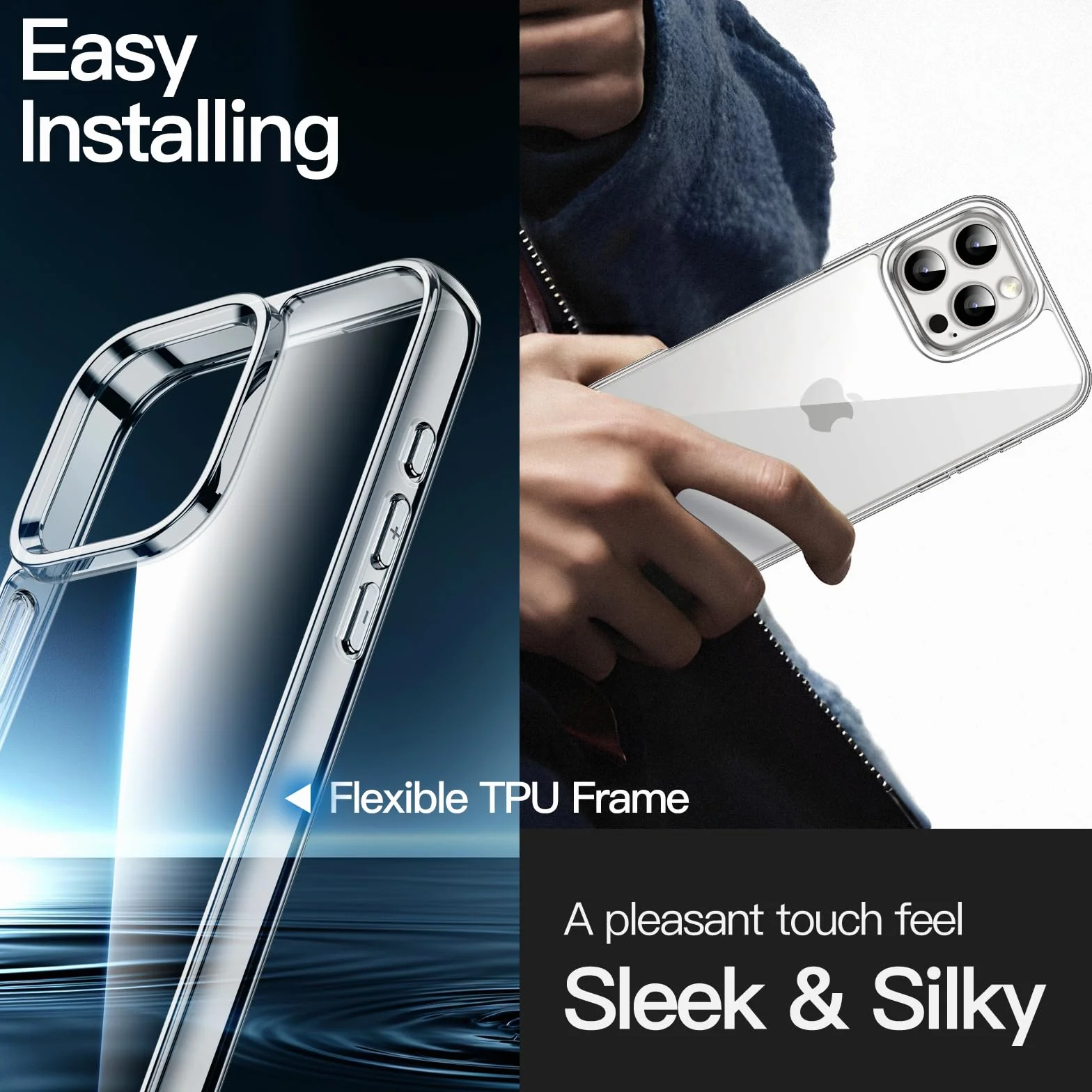 JETech Etui iPhone 16 Pro 6,3 Cala Nieżółknące Odporne na Wstrząsy Przezroczyste