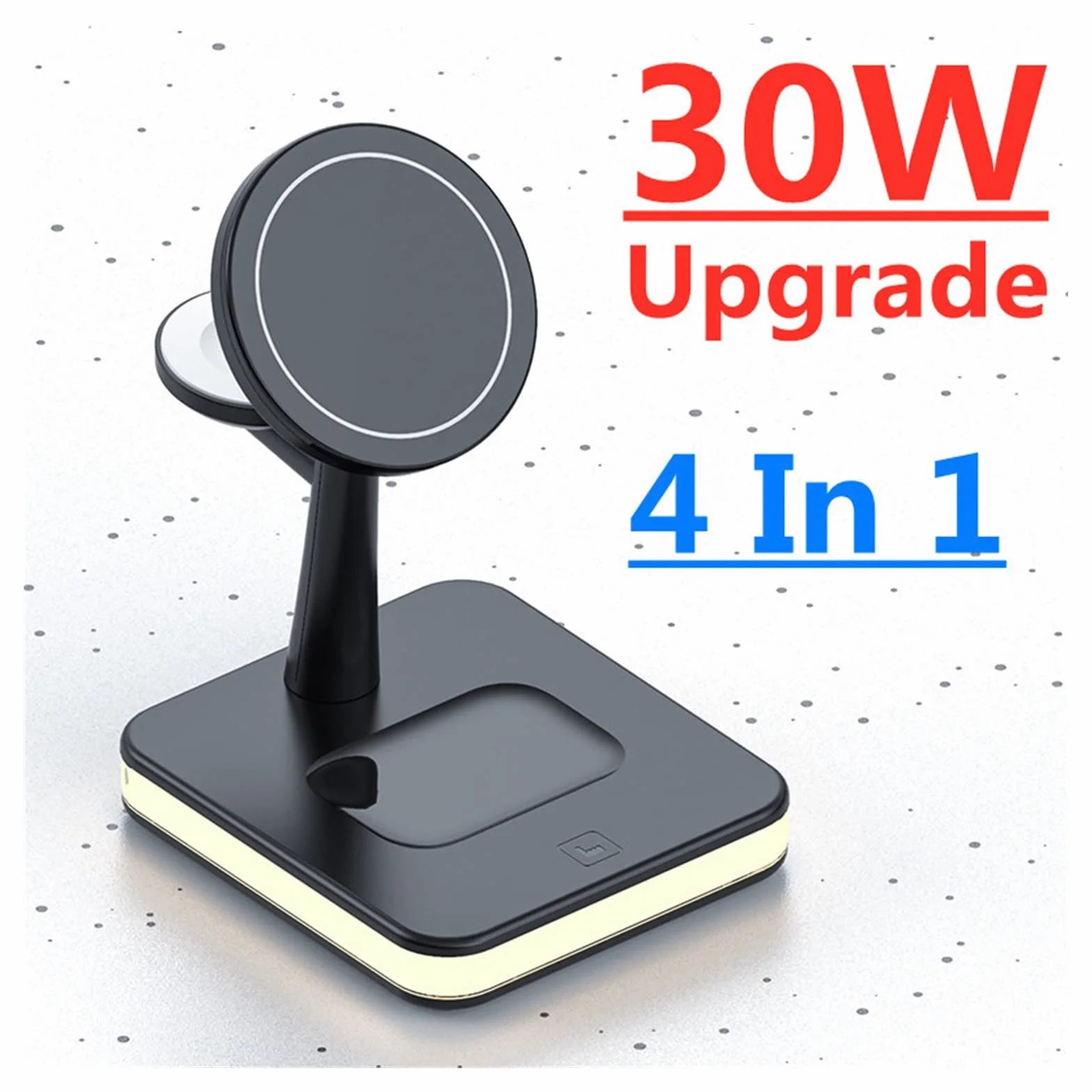 Ładowarka bezprzewodowa, Bezprzewodowa ładowarka magnetyczna 30 W 3 w 1 do telefonu Macsafe Oglądaj Słuchawki Stacja dokująca do szybkiego ładowania(3 In 1 with Plug-01)
