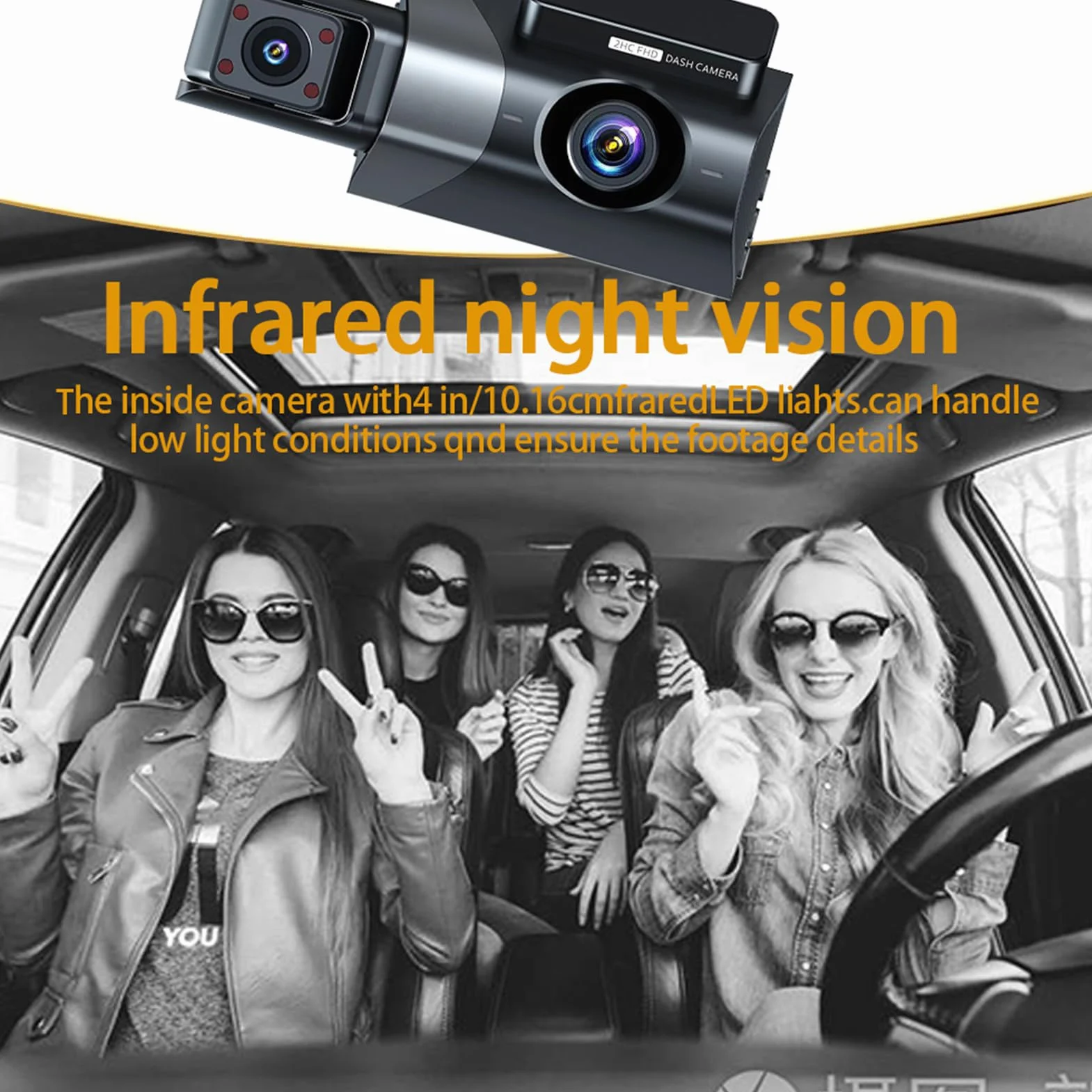 docooler Dash Cam z potrójną kamerą 1080P HD DVR samochodowa kamera bezpieczeństwa ultra-szeroki kąt 170° nagrywanie w pętli nagrywania w nocy