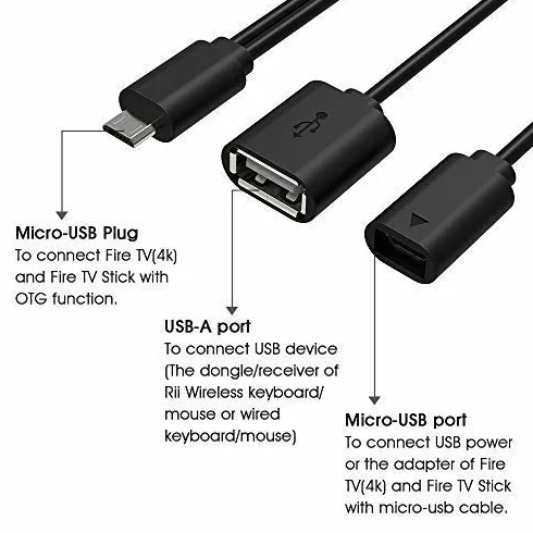 Rii F1 Micro USB Host OTG Adapter Cable for Firestick Fire TV 4K