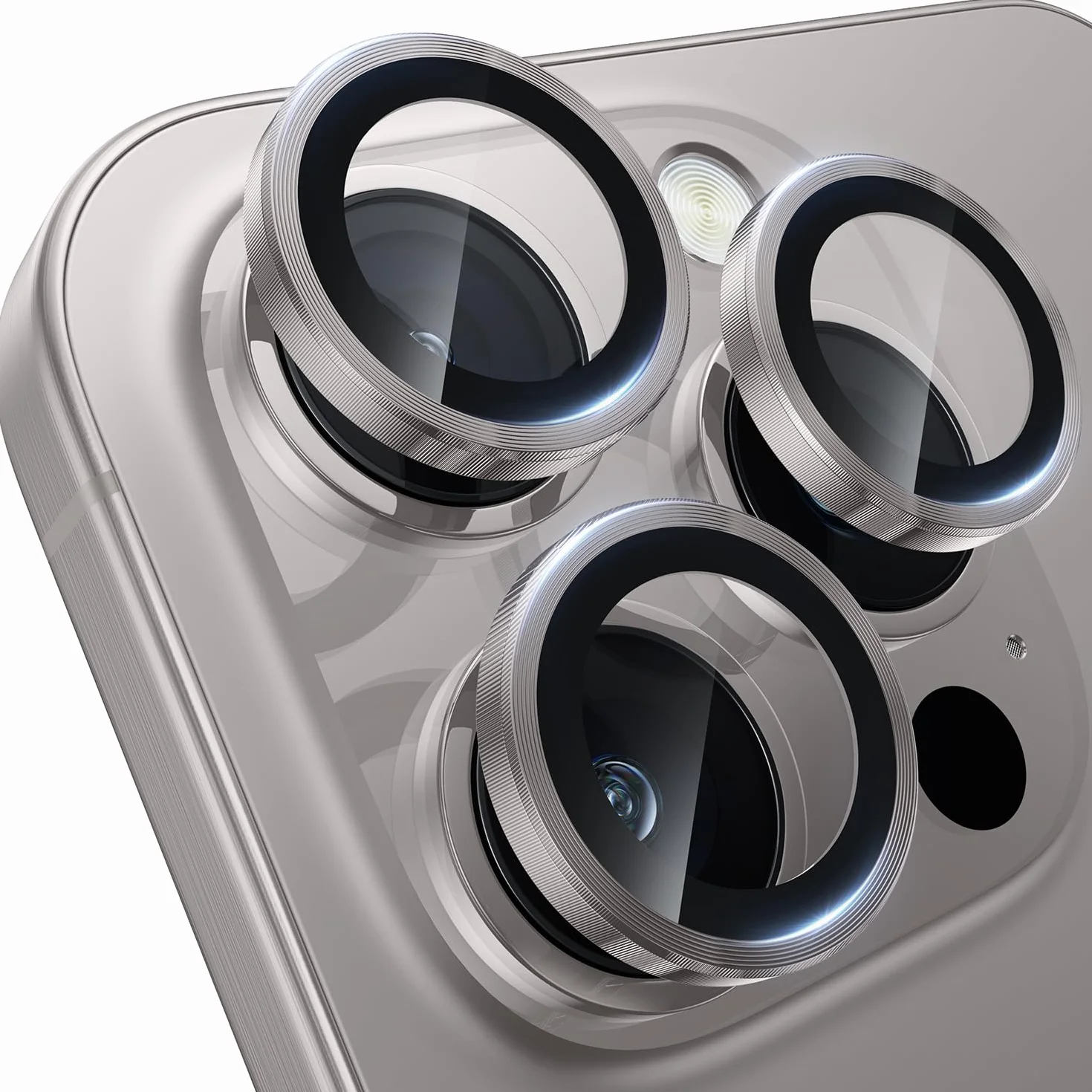 WSKEN Osłona obiektywu aparatu iPhone 16 Pro/iPhone 16 Pro Max - [Zachowaj oryginalne fotografowanie] Nietłukąca się osłona ekranu aparatu ze szkła hartowanego Ultra HD 9H, metalowy pierścień,
