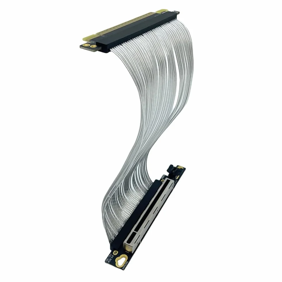 Kabel przedłużający do karty graficznej PCIe 5.0 X16 GPU PCI-E 5.0 Gen5 64 GB/S posrebrzany kabel kątowy 90° 15 cm