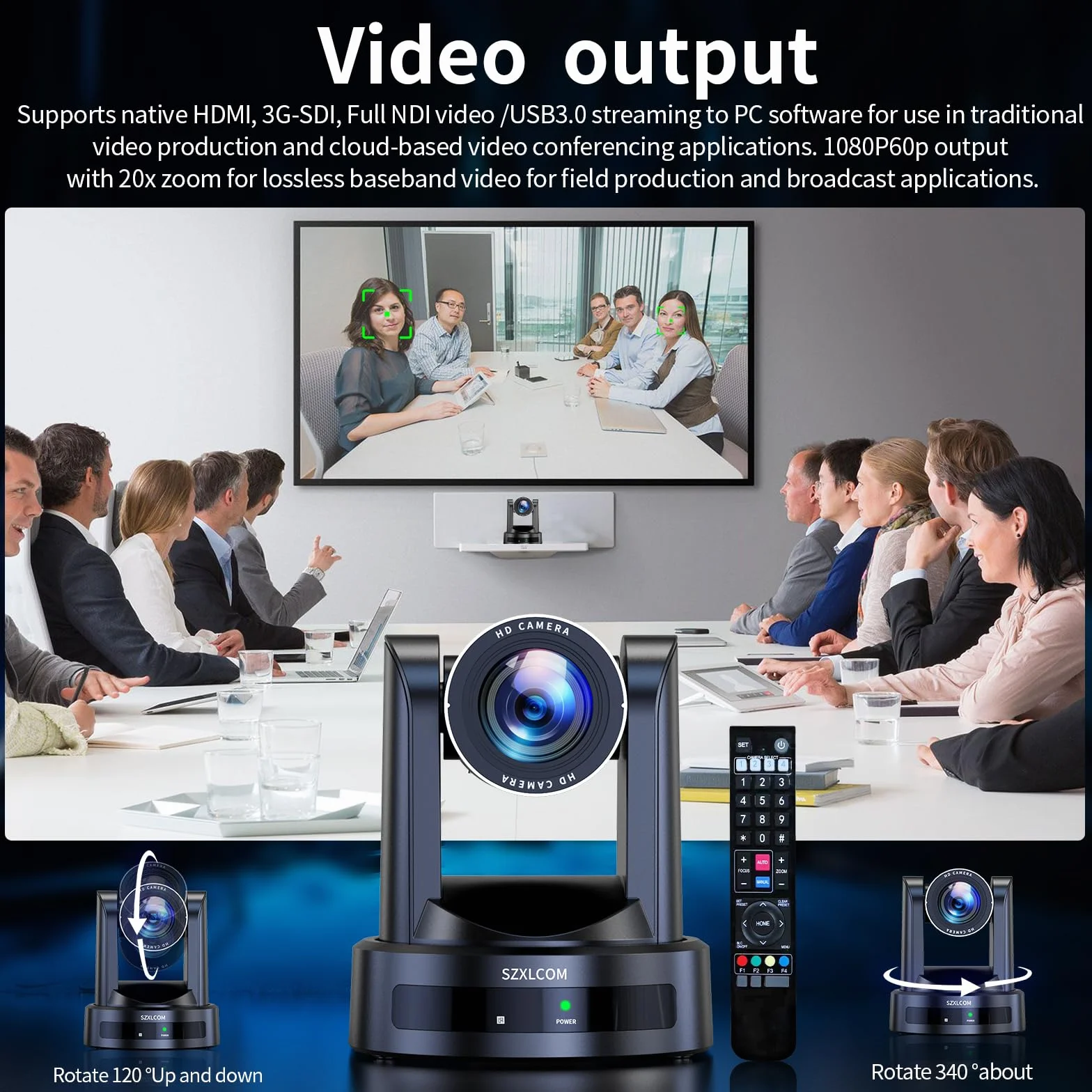 Pełna kamera NDI PTZ, 20-krotny zoom optyczny 1080p 60 kl./s na żywo kamera NDI HDMI/SDI/USB3.0 IP PoE kamera konferencyjna wideo do kościoła na żywo OBS, Facebook, YouTube Livestream, pełne NDI nie
