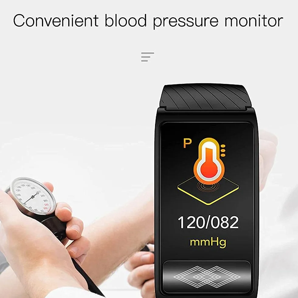 Inteligentny zegarek Fitness Tracker z monitorem tętna Ciśnienie krwi Spo2 Inteligentna bransoletka sportowa IP67 Wodoodporny dla mężczyzn Kobiety na Androida iOS (kolor: różowy) (niebieski) little