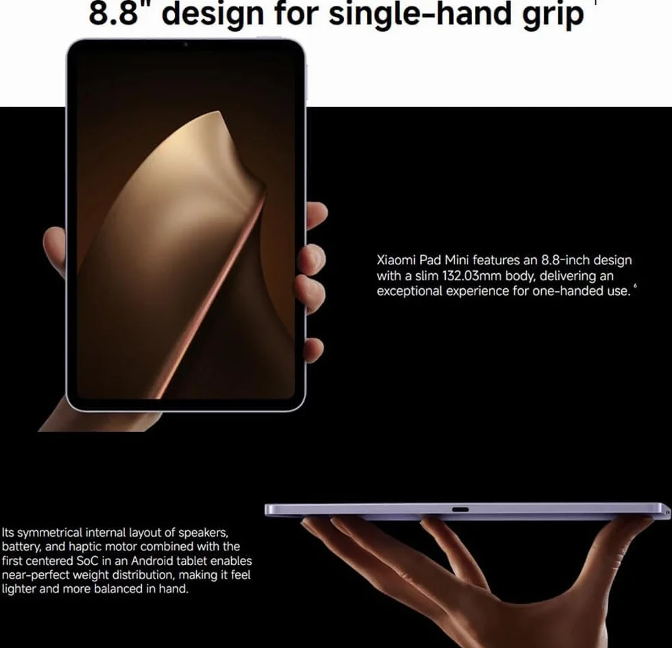 XIAOMI Pad Mini Tablet 8 GB + 256 GB 8,8" Design do pojedynczego uchwytu, 3K, kryształowy wyświetlacz, ultra gładki do 165 Hz, wyświetlacz MediaTek Dimensity 9400 + masywny 7500 mAh, bateria 67 W