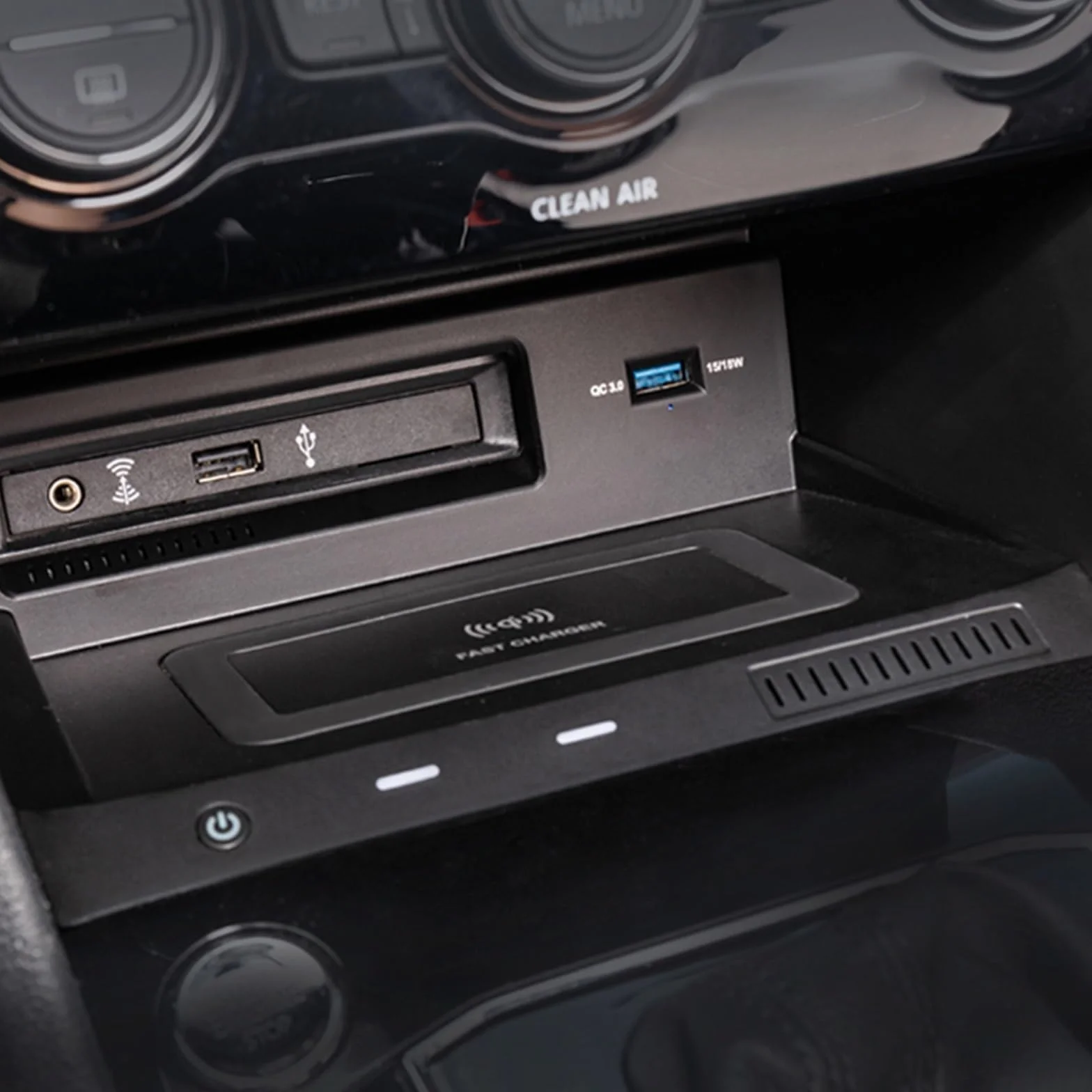 Ładowarka bezprzewodowa Qi do samochodów, VW, Tiguan, MK2, Allspace Tharu Uchwyt na płytkę szybkiego ładowania telefonu komórkowego Akcesoria Podwójny adapter ładowarki samochodowej USB