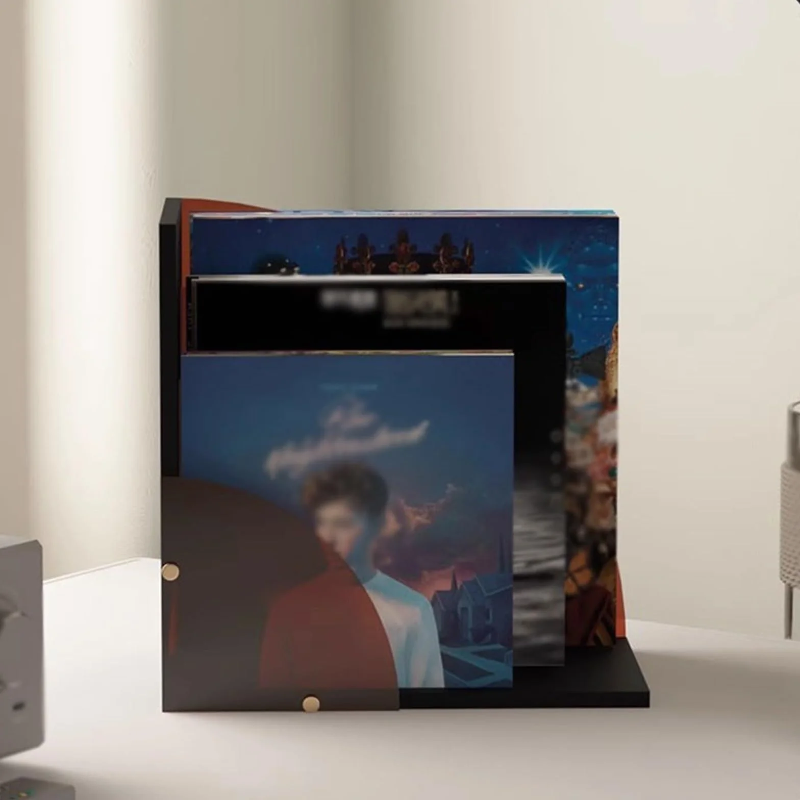 Przechowywanie płyt CD Stojak na płyty winylowe w kształcie wachlarza, akrylowy, kreatywny, do przechowywania i eksponowania płyt CD Nagrywać