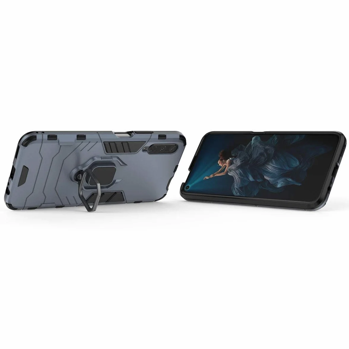 Kompatybilne z Huawei Y9s, Honor 9X, Honor9X Pro Etui Ochronne, Pierścień o 360 Obrót Magnetyczny Uchwyt na Telefon Komórkowy (Granatowy)