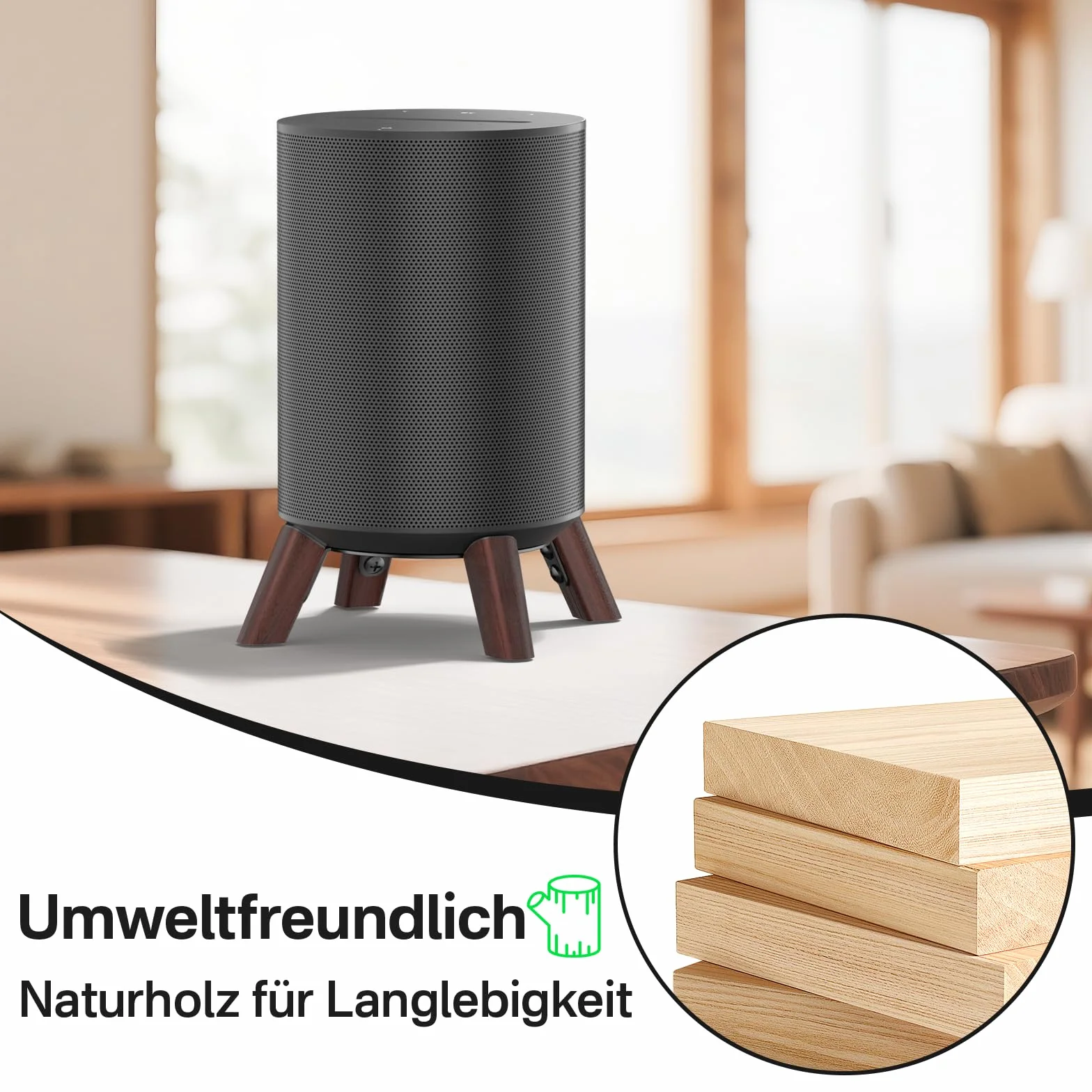 Drewniany stojak na biurko do Sonos Era 100 i Sonos Era 100 SL stojak, statyw na głośniki biurkowe ze stabilną podstawą do Sonos Era 100 stojaków, 2 sztuki w opakowaniu