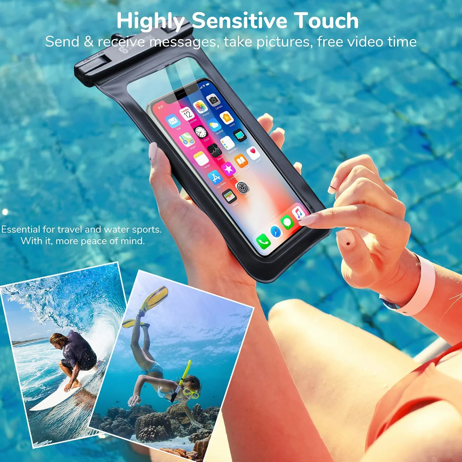 Syncwire wodoodporny futerał na telefon 7 cali 2 sztuki iPhone 14 13 12 11 Pro XS MAX Mini SE XR X 8 7 6+ Samsung Galaxy Huawei