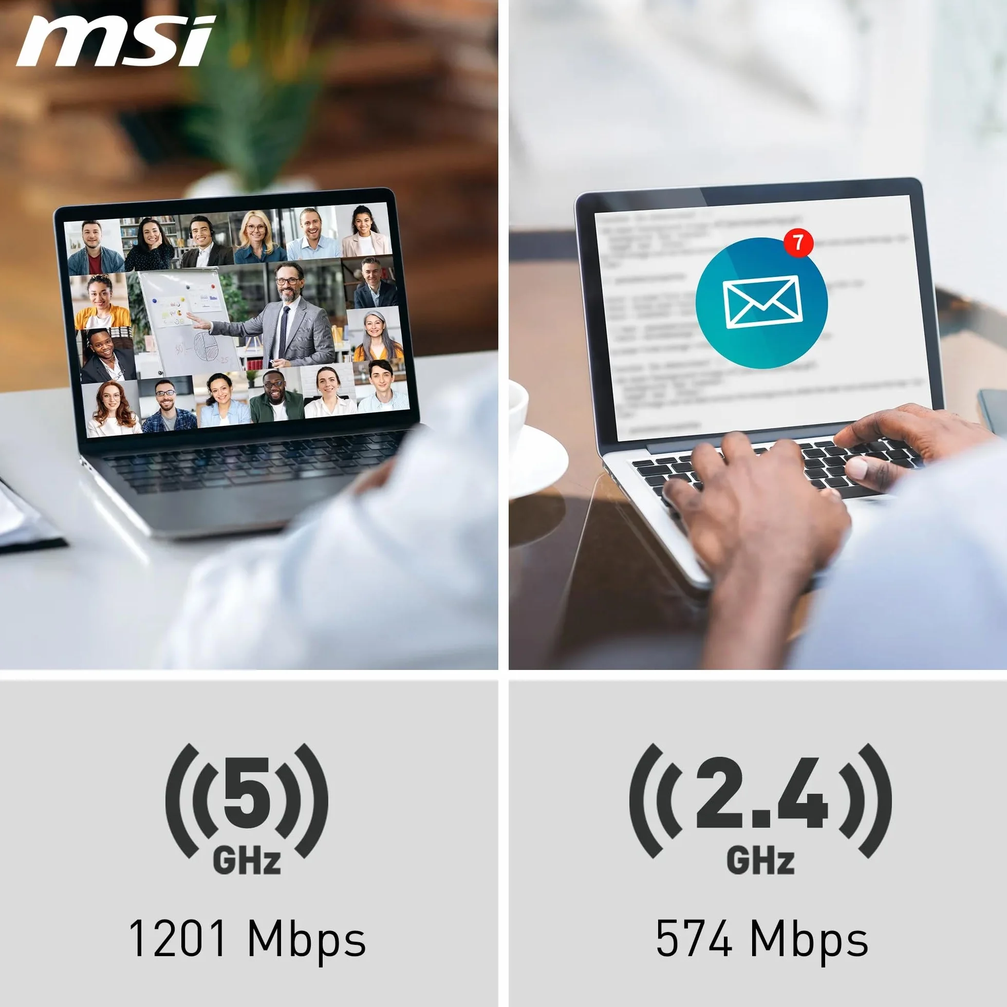 MSI AX1800 Nano WiFi adapter USB do komputera/laptopa, WiFi 6 dwuzakresowy 2,4 G/5G bezprzewodowy adapter sieciowy do komputera stacjonarnego, rozmiar podróżny, obsługuje Windows 11,10