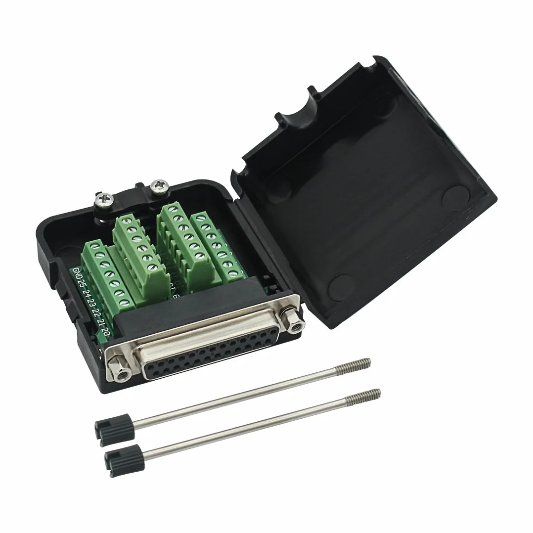 DB25 25-pinowy adapter do złącza wtykowego do modułu sygnału, złącze męskie lub żeńskie, bez lutowania, długie śruby i nakrętki z obudową Złącze żeńskie