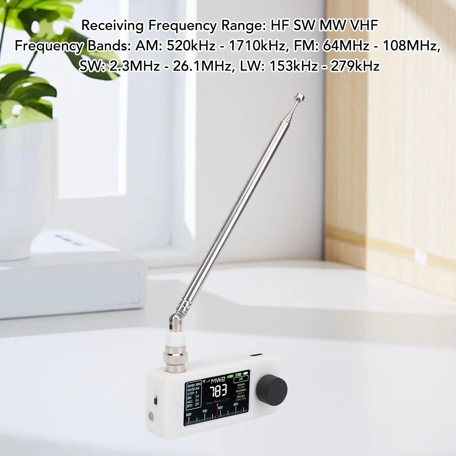 Bewinner SI4732 Odbiornik Radiowy AM FM LSB USB z Kolorowym Ekranem, Przenośne Kieszonkowe Radio Krótkofalowe, Ulepszone Odbiór, 10H Bateria, Awaryjna podróż (WHITE)