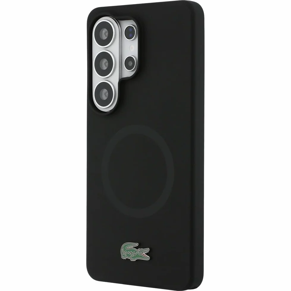 CG MOBILE Lacoste silikonowe metalowe logo krokodyla, kompatybilne z MagSafe etui do Samsung Galaxy S26 Ultra (czarne)