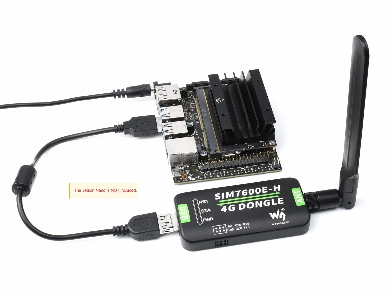 Waveshare SIM7600E-H 4G DONGLE With Antenna for Industrial Grade 4G Communication And GNSS Positioning Peripheral