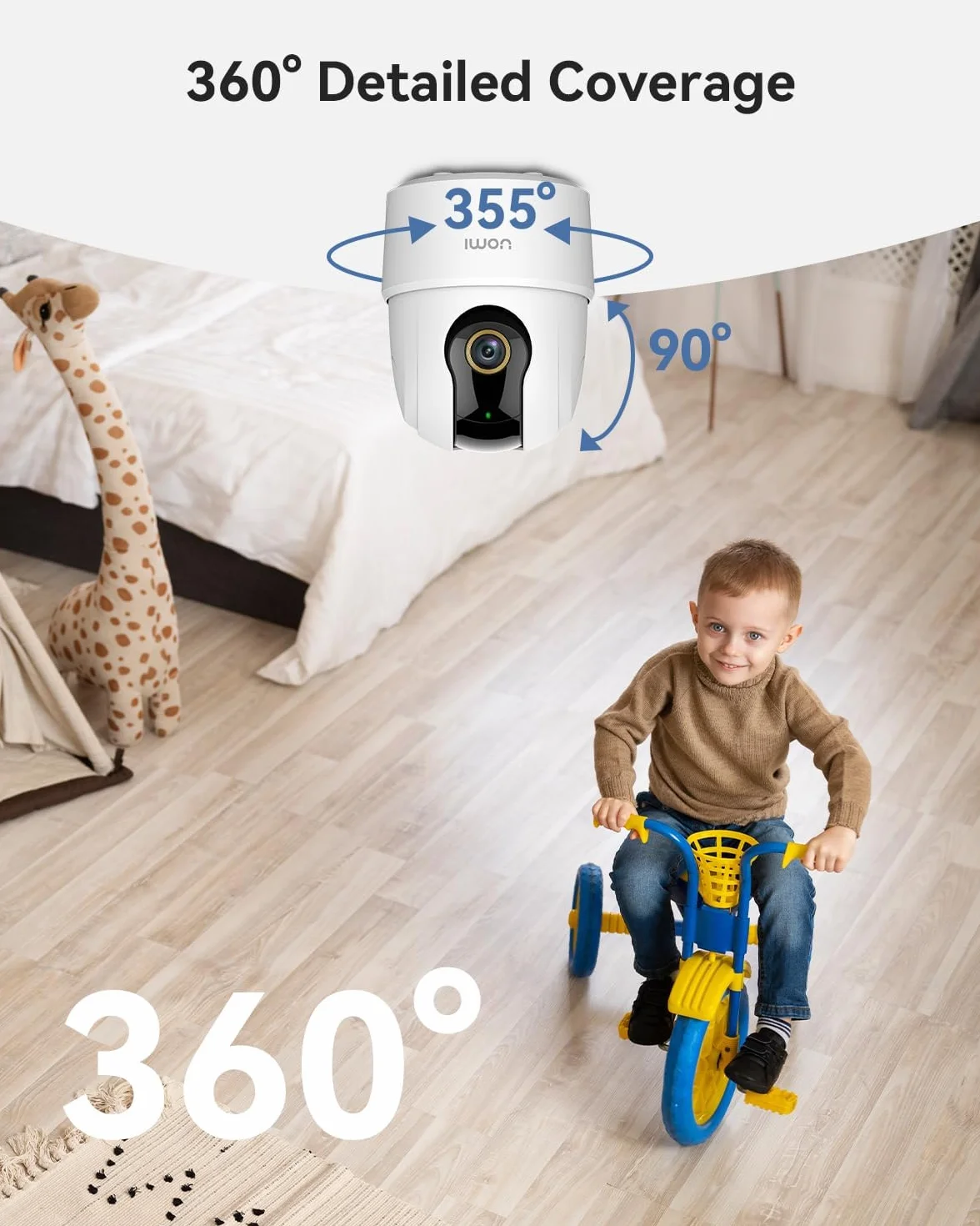 Imou 2.5K (4MP) Kameraövervakning WiFi Inomhus 360 ° Kamera Ansluten Smartphone Människodetektering AI Smart Spårningssiren Tvåvägsljud Privat läge Kompatibel Alexa för Baby/Husdjur