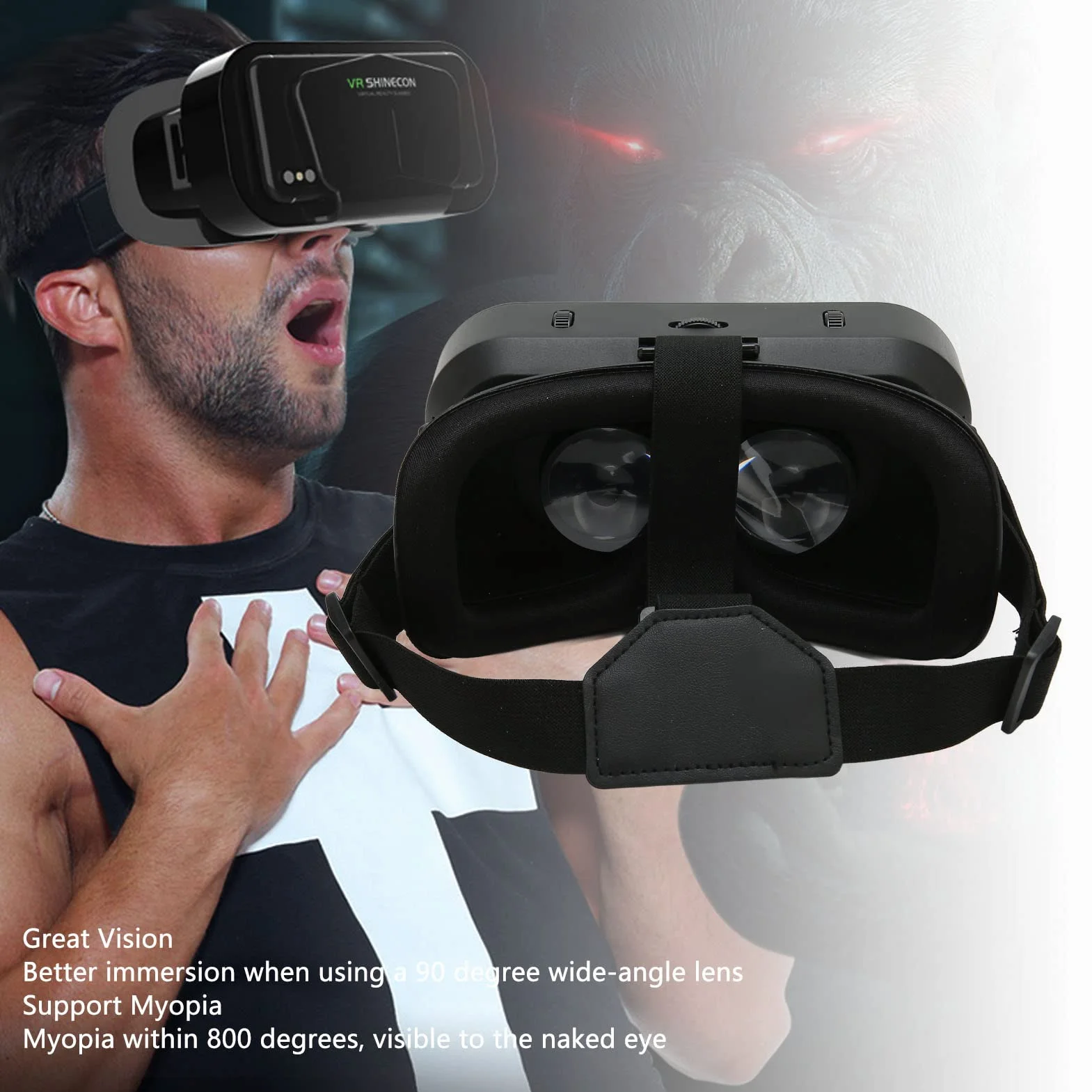 Zestaw Słuchawkowy 3D VR Virtual Reality, Nauszne Okulary VR Gogle do Gier Wideo na Telefony Komórkowe, Uniwersalna Miękka Wygodna Przeglądarka Okularów VR dla Systemu
