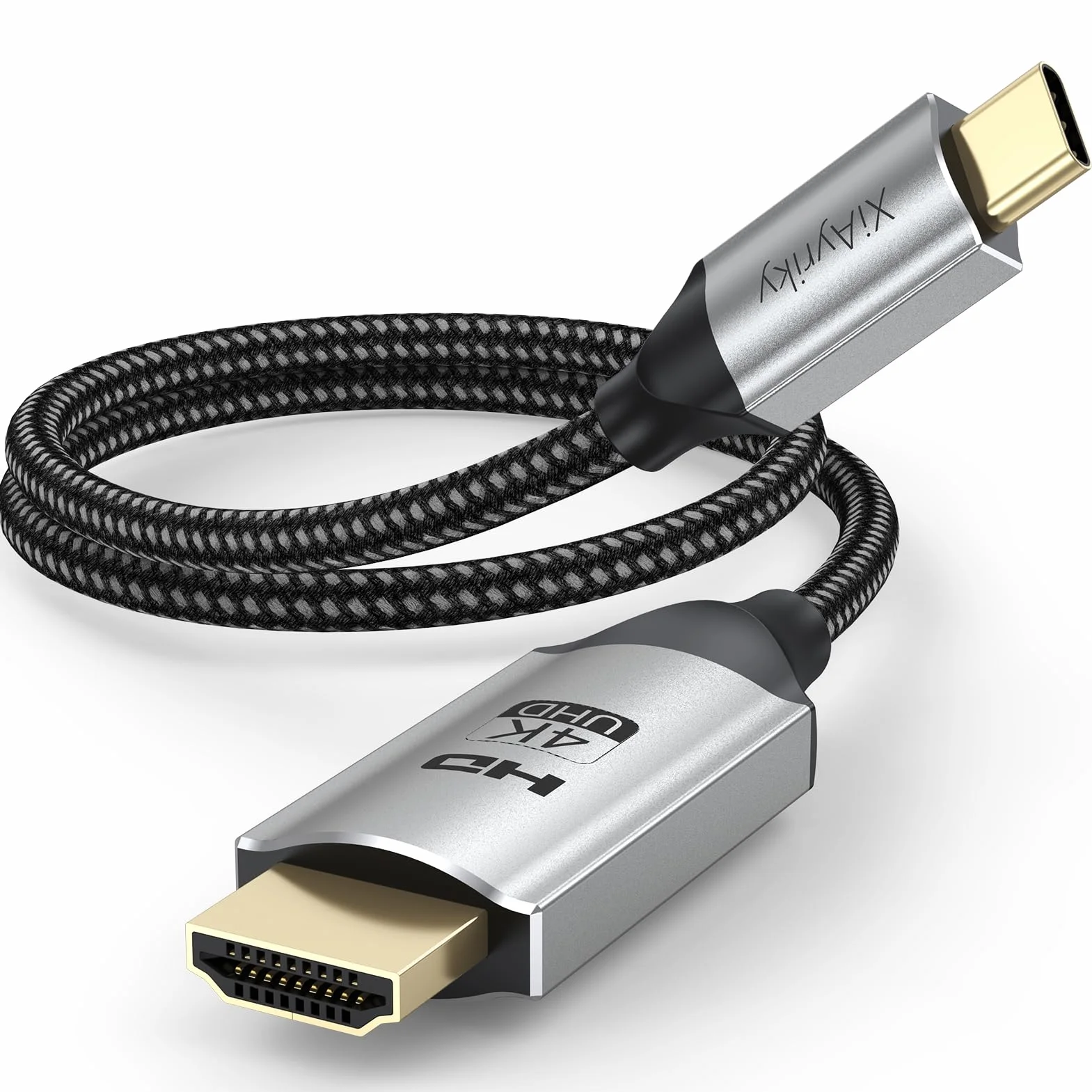 4 m krótki kabel USB C do HDMI, kabel USB C do HDMI 4K (kompatybilny z Thunderbolt 3/4/5), kabel typu C do HDMI do iPhone'a 16/15/Galaxy S25/MacBook Pro Air/Mac mini 2024/iPad Pro/Pixel
