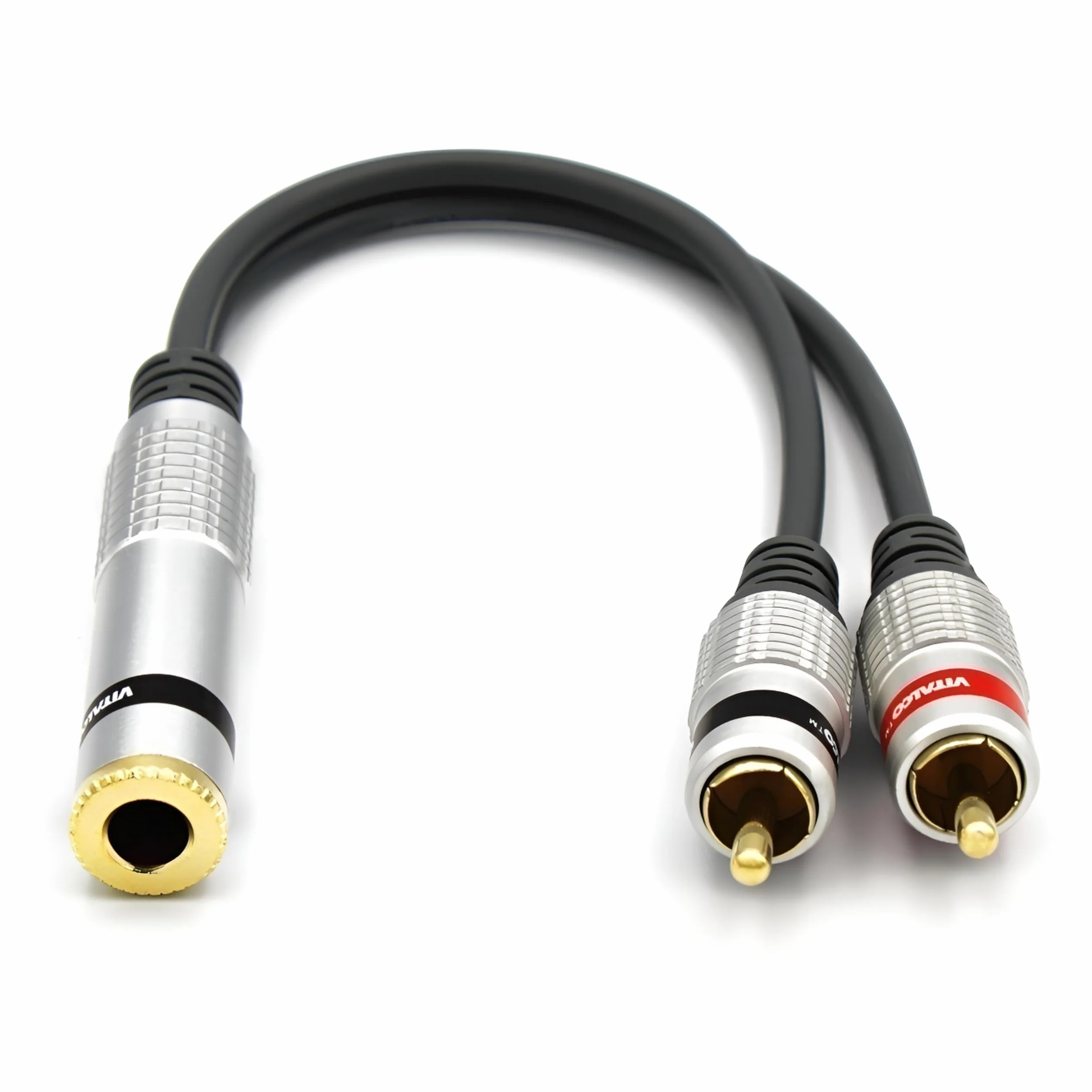 Adapter Jack 6,3mm Stereo TRS na 2x Wtyk RCA Vitalco Przejściówka 6.3 na 2RCA cinch Kabel Audio