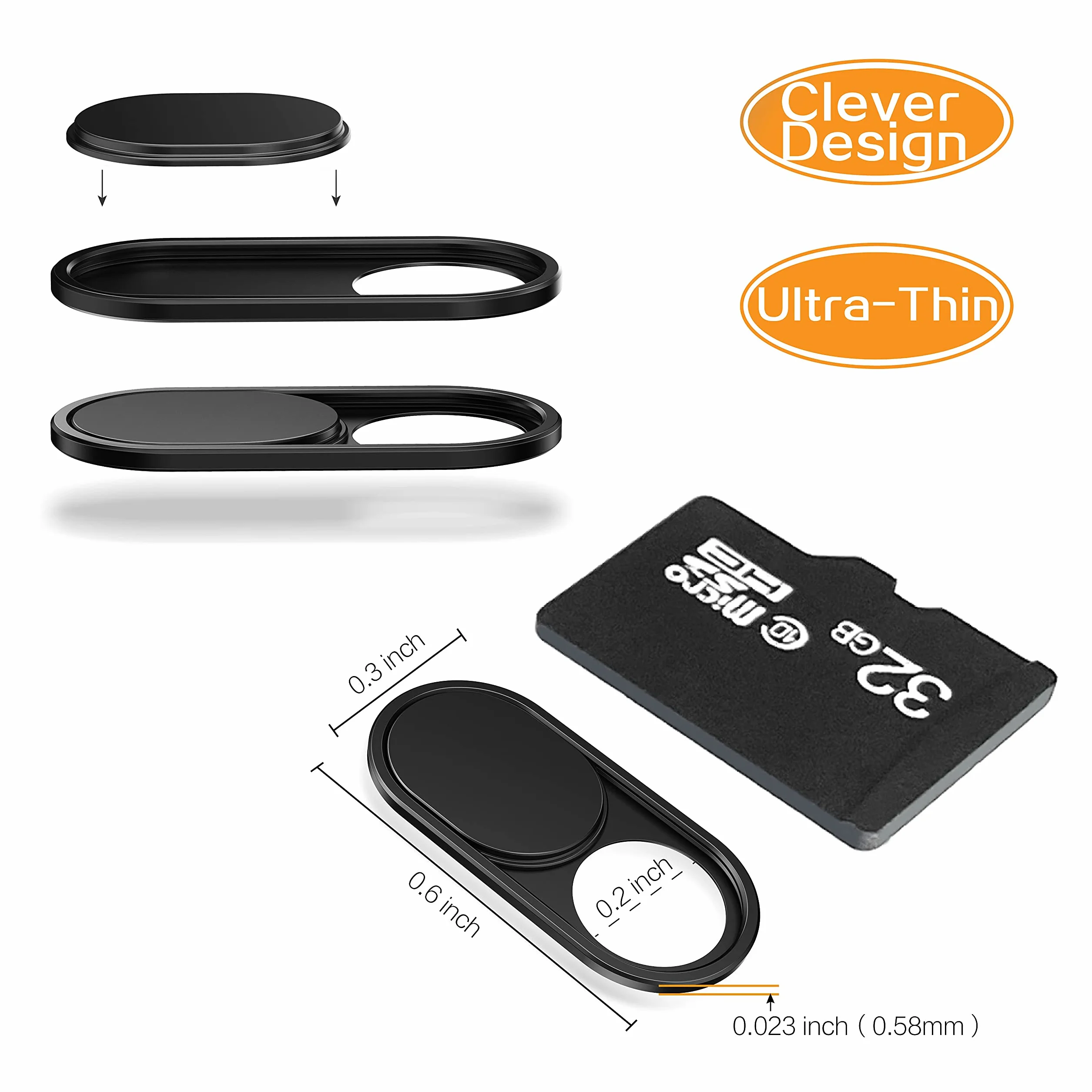 imluckies Osłona kamery internetowej, ultracienka metalowa osłona kamery internetowej 0,6 mm do MacBooka Pro, MacBooka Air, laptopa, iPada Pro, iMac, PC/komputera, tabletu, iPhone'a, trwałe osłony