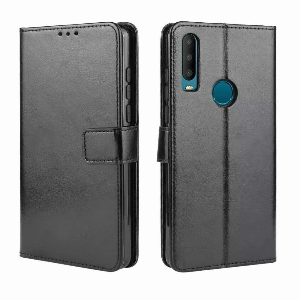 Generico Pokrowiec kompatybilny z ALCATEL 3X (2019) 5048U 5048Y STOUBA KSIĄŻKA Z Klapką Magnetyczną ŻEL SILIKON TPU Odporny Na Wstrząsy Case ECO Matte Leather Portfel na karty (czarny)