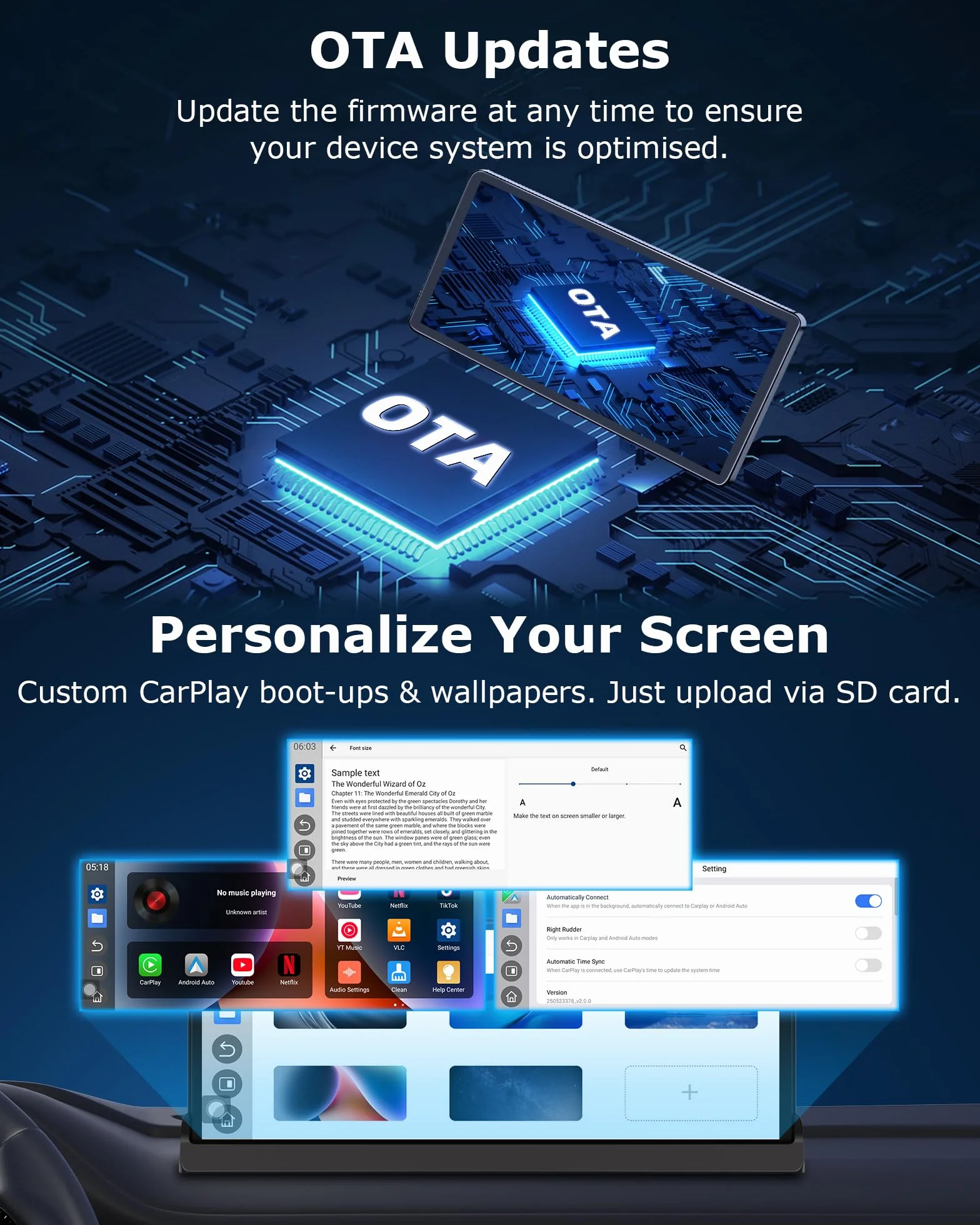 Ekran 4 w 1 do samochodu Carplay Android Auto Avec You.tube/Net.flix/Tik.tok | Obsługa Exclusif 10,26 Pouces Android Auto Display radio samochodowe do samochodu, z kamerą Recul Wi-Fi dwupasmowy, Bluetooth