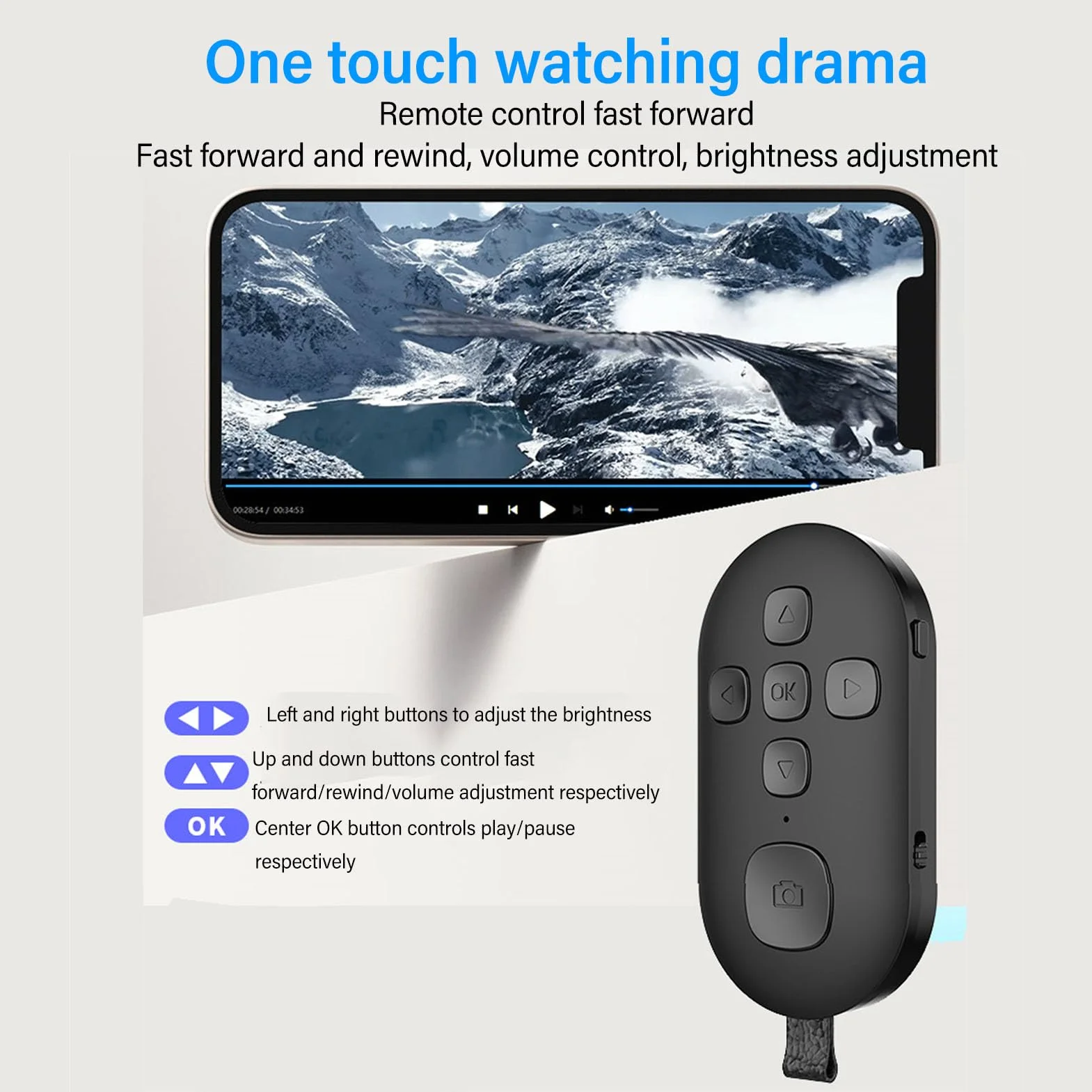 Przewijany Pilot Zdalnego Sterowania dla Tabletów Typu Smartfon, Narzędzie do Zmiany Stron Aplikacji Bluetooth dla Kindle dla TikTok, ładowalna Kamera do Zdalnego Nagrywania